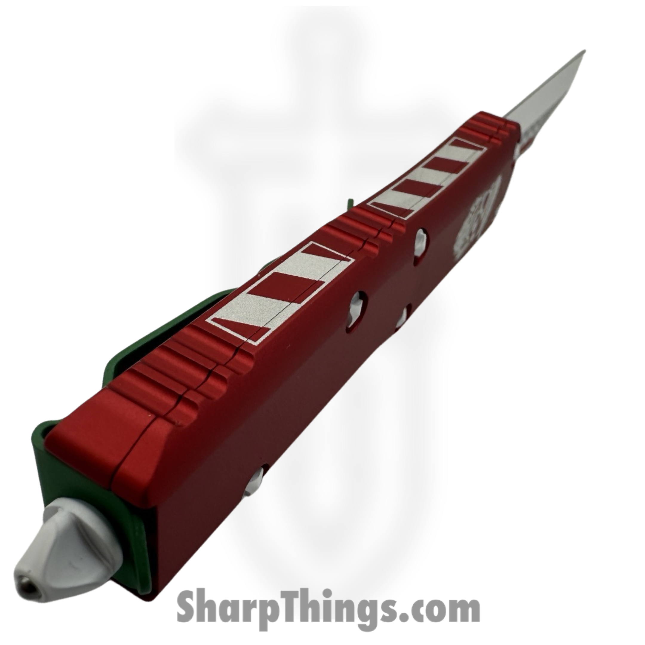 Microtech - 719W-1CMAS - UTX-85 Candycane - OTF Auto - 719W-1CMAS UTX-85 Candycane OTF Auto - 6061-T6 Aliminum - Red/Green/White - Image 4
