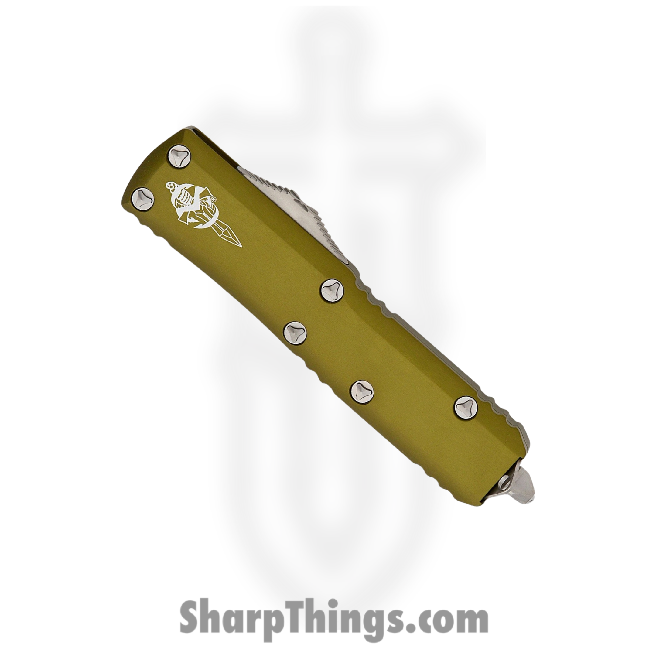 Microtech - 719W-10ODS - UTX-85 - OTF Auto - Stonewash Warhound - 6061-T6 Aluminum - OD Green - Image 3