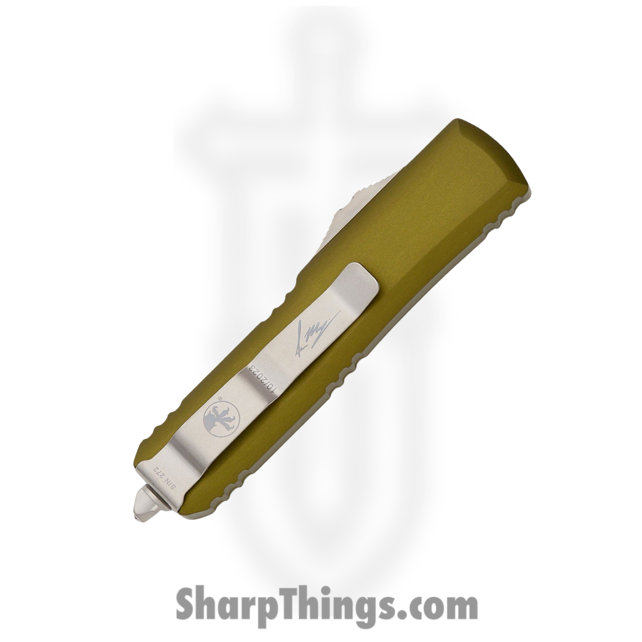 Microtech - 719W-10ODS - UTX-85 - OTF Auto - Stonewash Warhound - 6061-T6 Aluminum - OD Green - Image 4