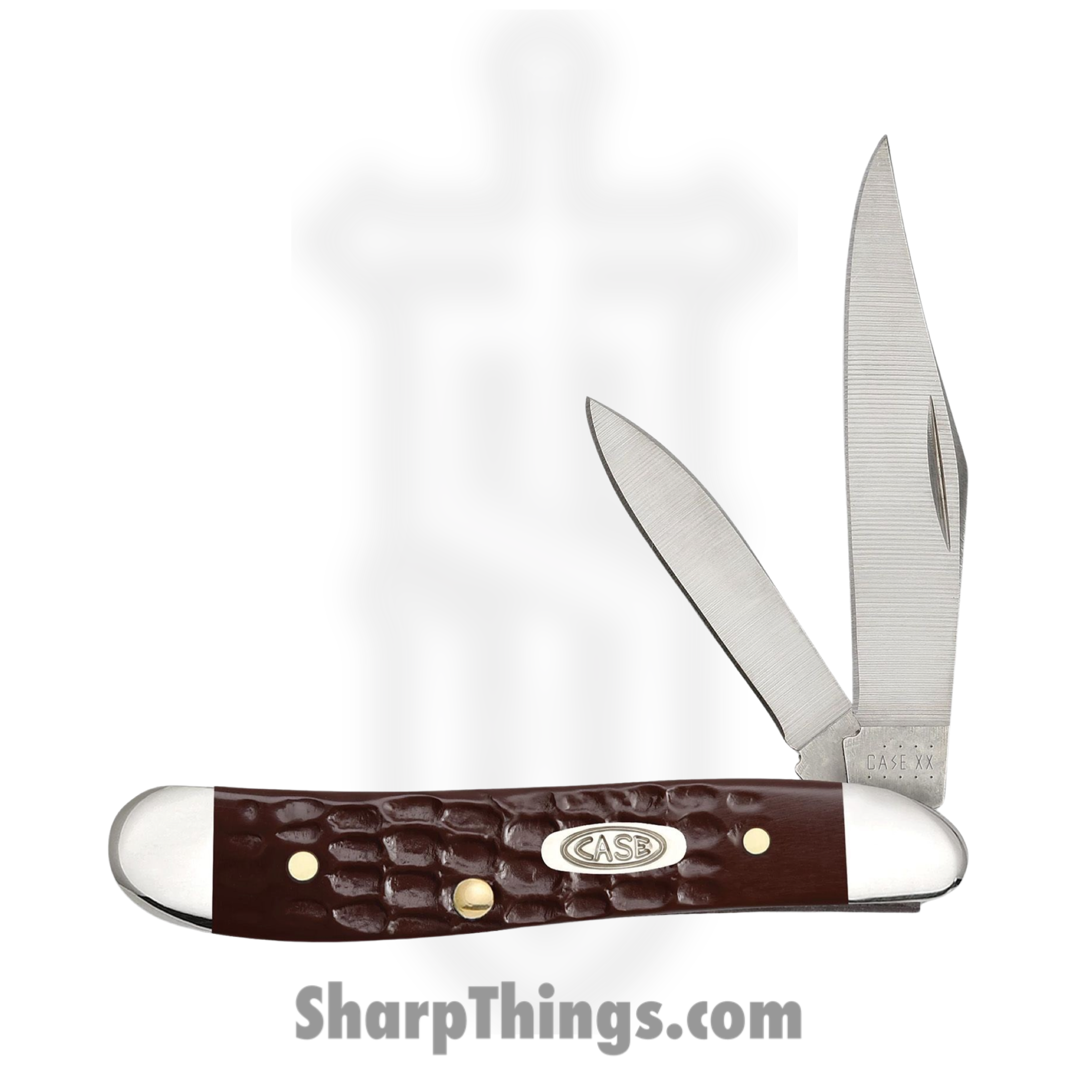 Case Cutlery - CA046 - Peanut Delrin - Folding Knife - Tru-Sharp Surgical Stainless Steel Mirror Polished Multi - Jigged Synthetic - Brown - Image 2