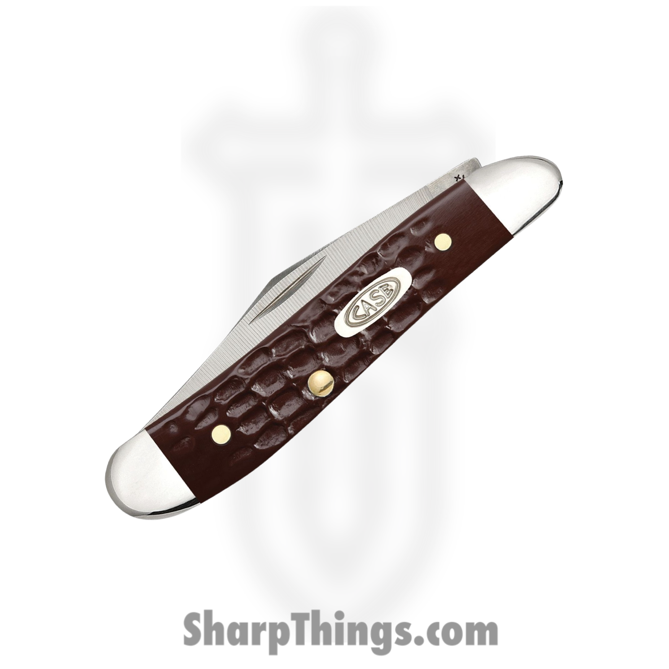 Case Cutlery - CA046 - Peanut Delrin - Folding Knife - Tru-Sharp Surgical Stainless Steel Mirror Polished Multi - Jigged Synthetic - Brown - Image 3