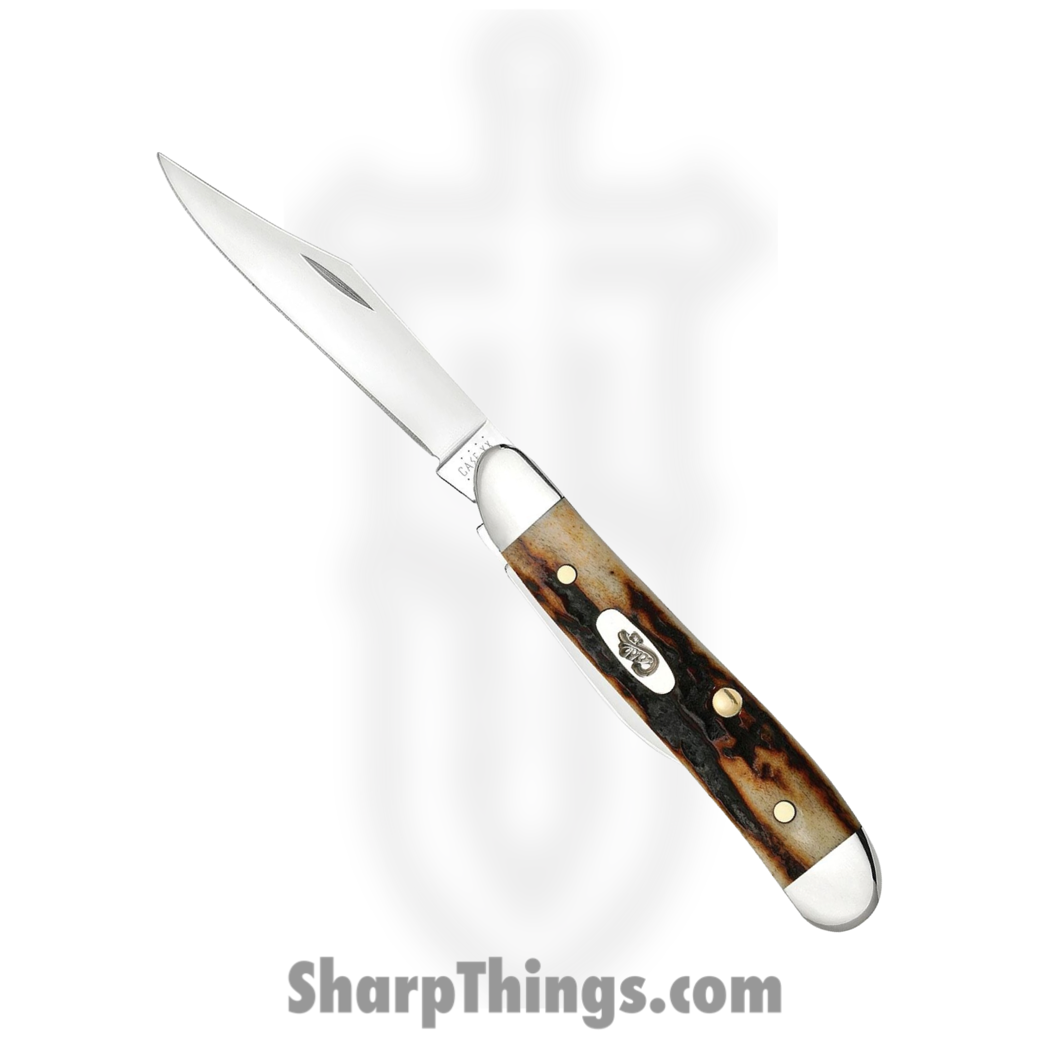 Case Cutlery - CA09443 - Peanut - Folding Knife - Tru-Sharp Surgical Stainless Steel Mirror Polished Multi - Red Stag - Brown - Image 2