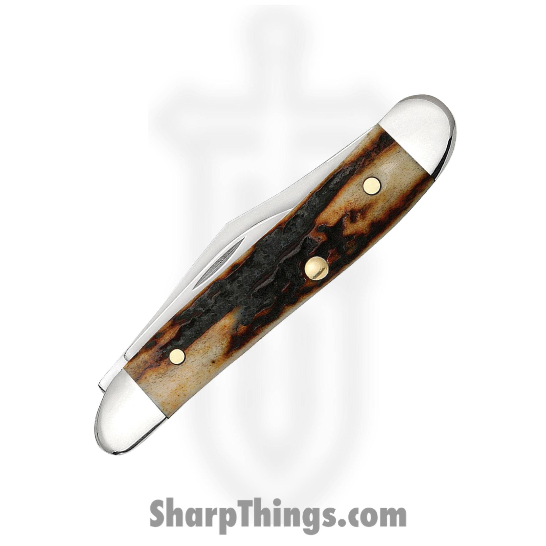 Case Cutlery - CA09443 - Peanut - Folding Knife - Tru-Sharp Surgical Stainless Steel Mirror Polished Multi - Red Stag - Brown - Image 4