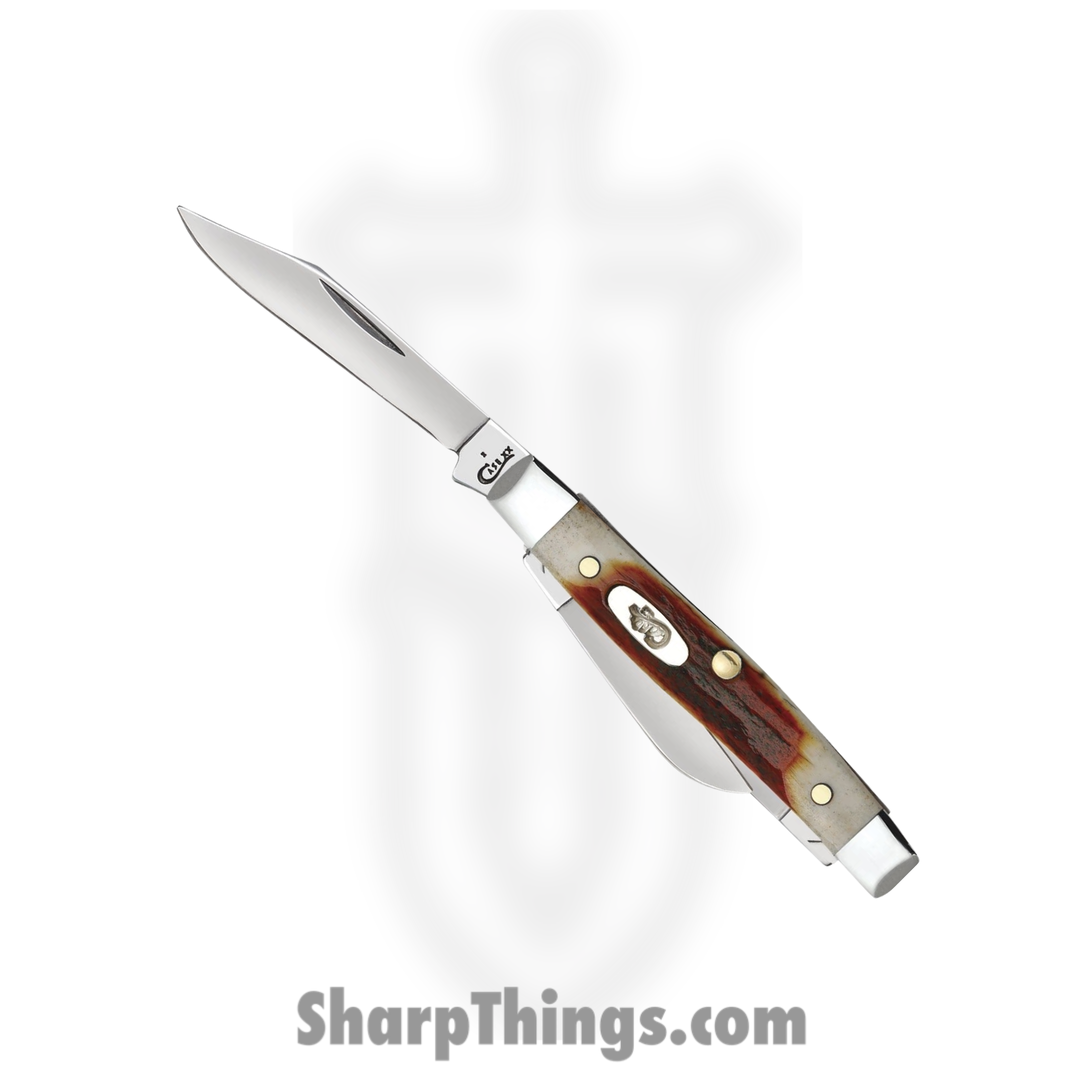 Case Cutlery - CA09449 - Small Stockman - Folding Knife - Tru-Sharp Surgical Stainless Steel Mirror Polished Multi - Red Stag - Brown White