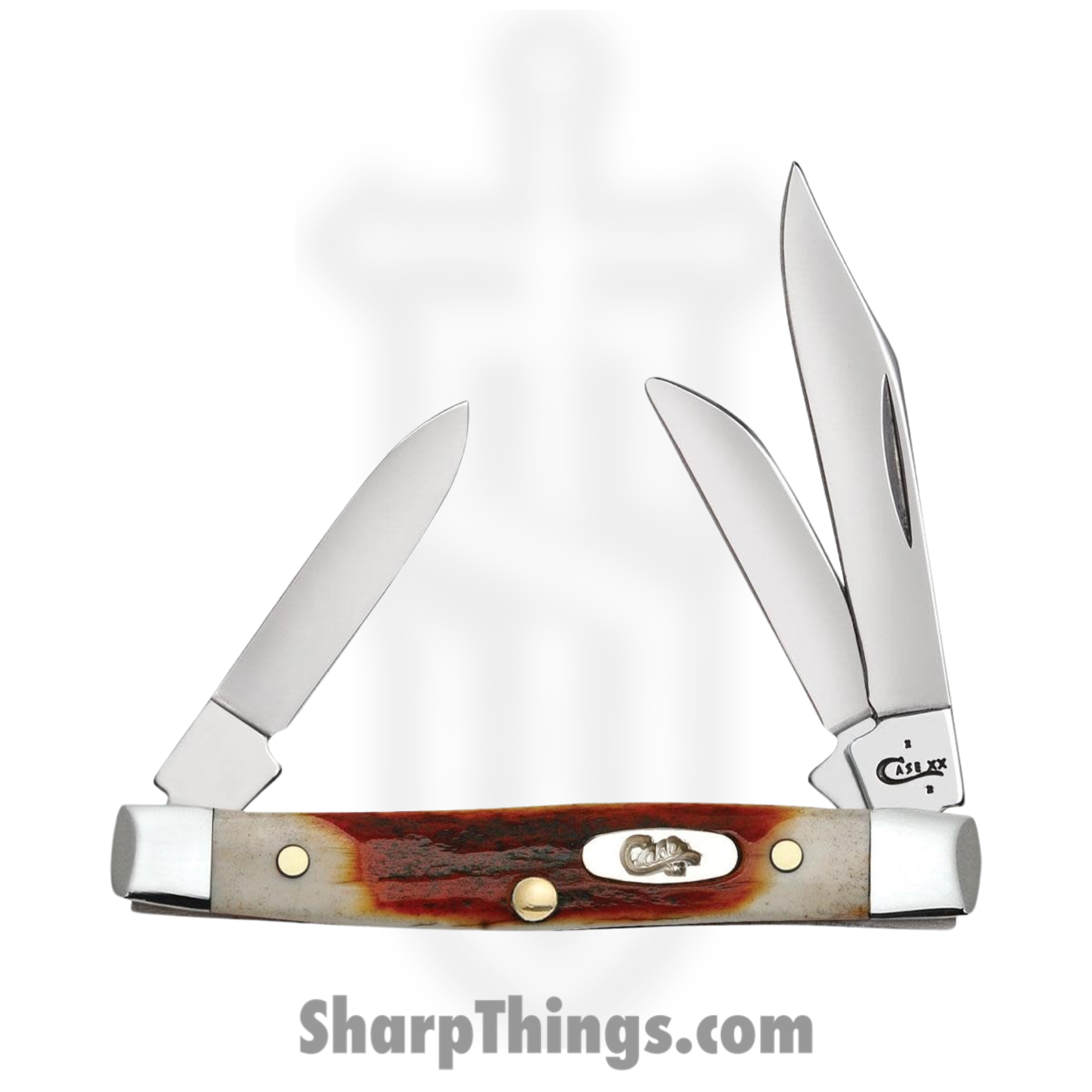 Case Cutlery - CA09449 - Small Stockman - Folding Knife - Tru-Sharp Surgical Stainless Steel Mirror Polished Multi - Red Stag - Brown White - Image 2