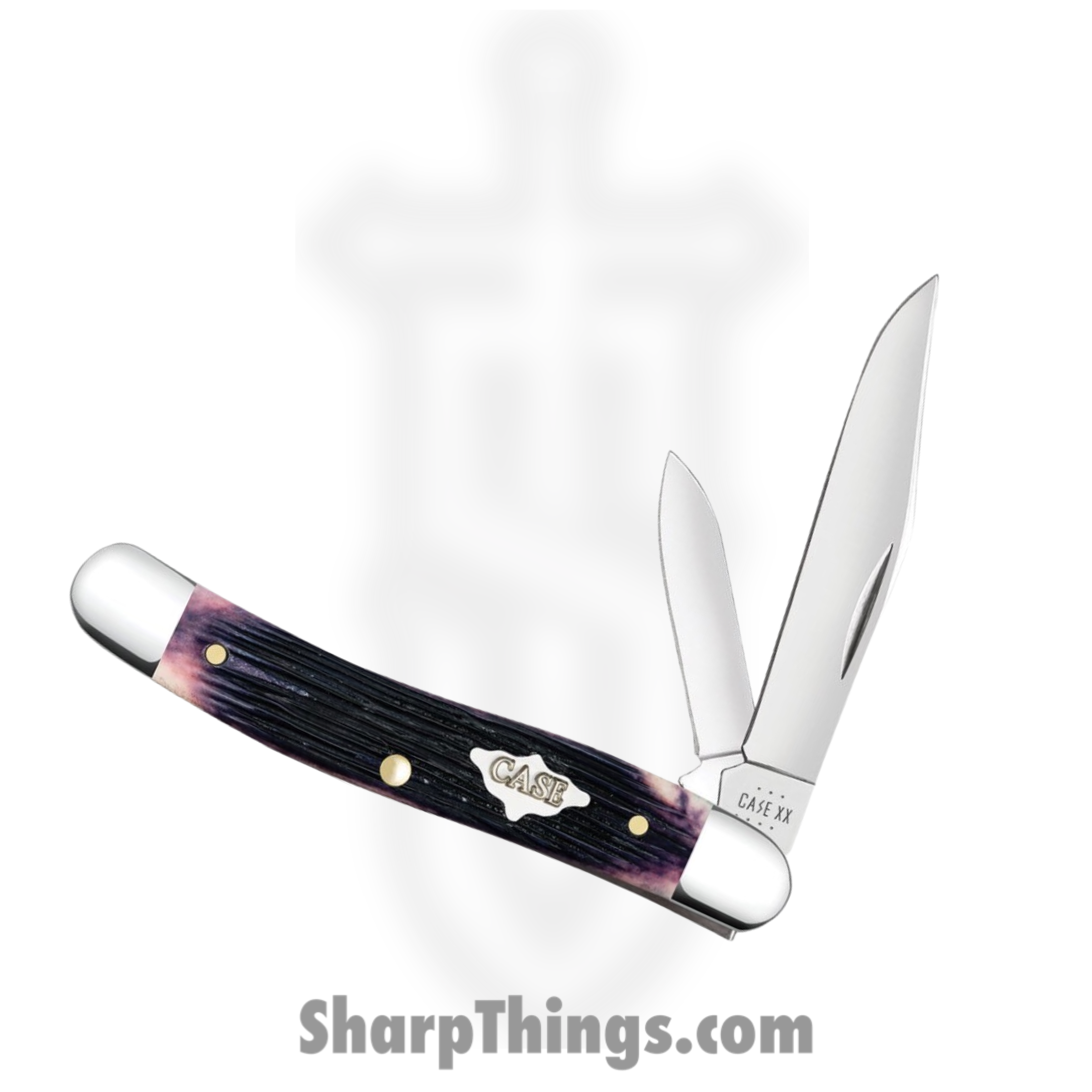 Case Cutlery - CA09714 - Medium Pen - Folding Knife - Tru-Sharp Surgical Stainless Steel Mirror Polished Multi - Jigged Bone - Purple - Image 2