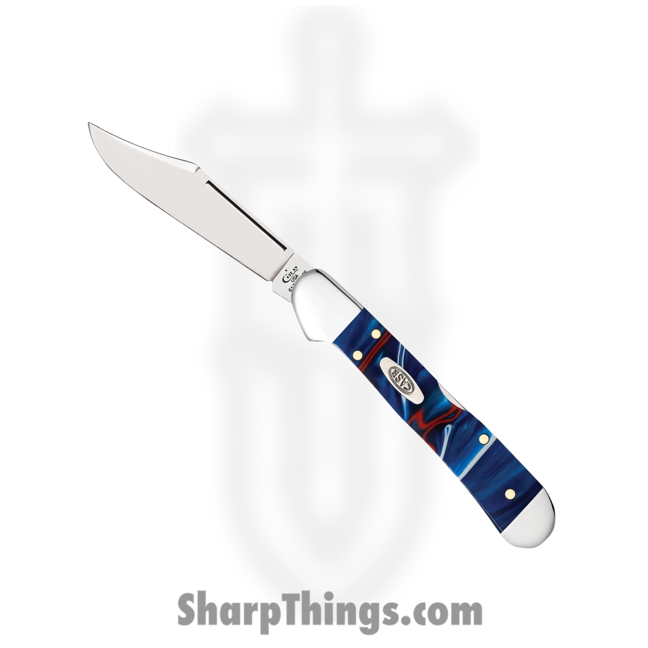 Case Cutlery - CA11211 - Mini Copperlock - Folding Knife - Tru-Sharp Surgical Stainless Steel Mirror Polished Multi - Patriotic Kirinite® - Red White Blue