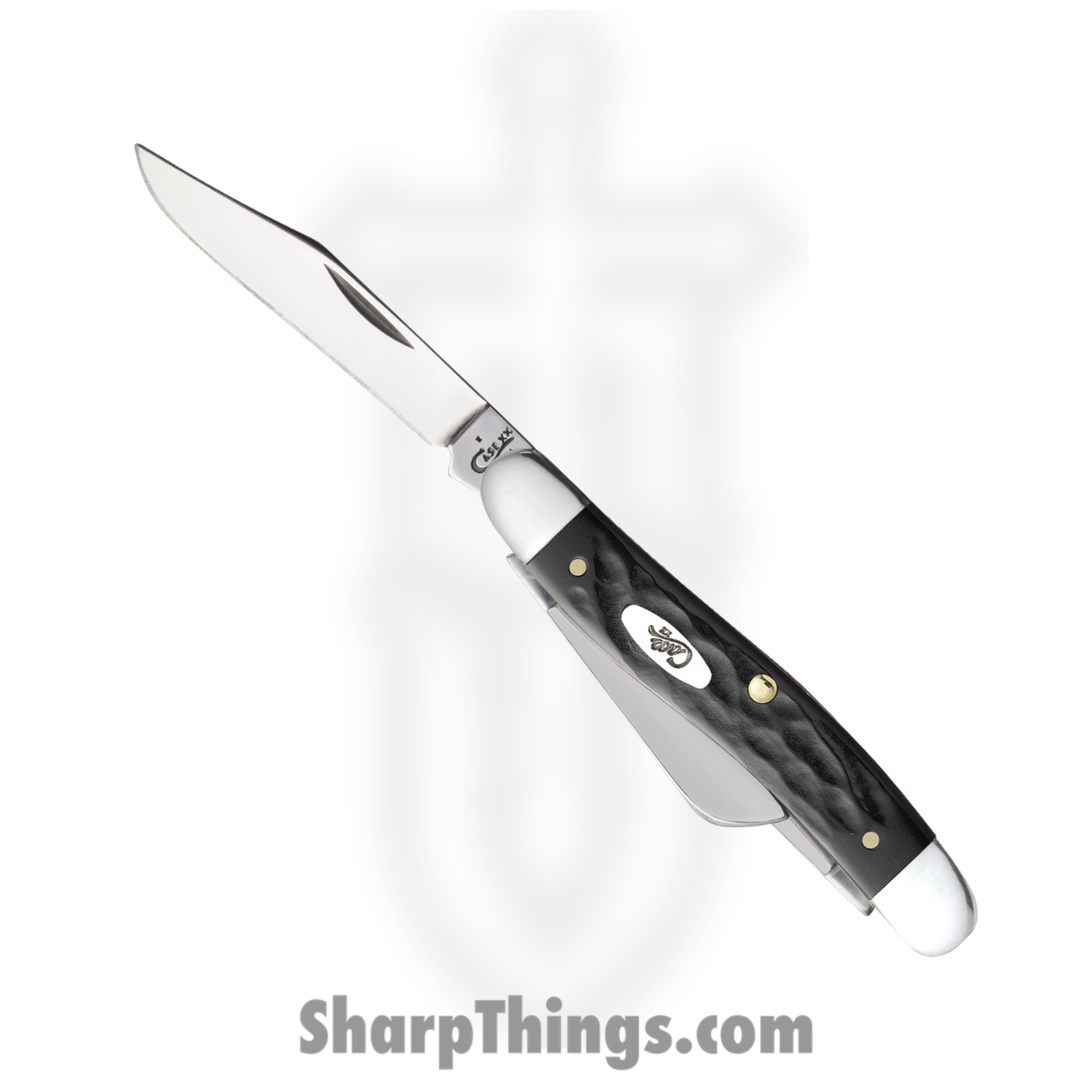 Case Cutlery - CA18222 - Medium Stockman - Folding Knife - Tru-Sharp Surgical Stainless Steel Mirror Polished Multi - Rough Black - Black