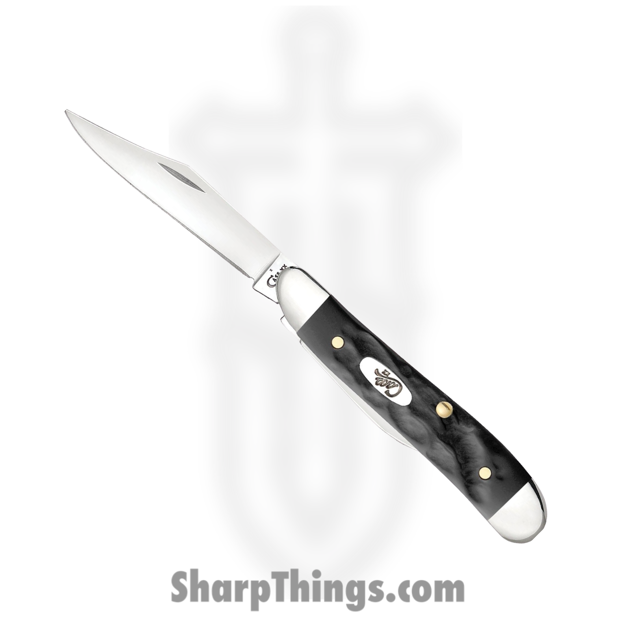 Case Cutlery - CA18225 - Peanut - Folding Knife - Tru-Sharp Surgical Stainless Steel Mirror Polished Multi - Rough Black® - Black