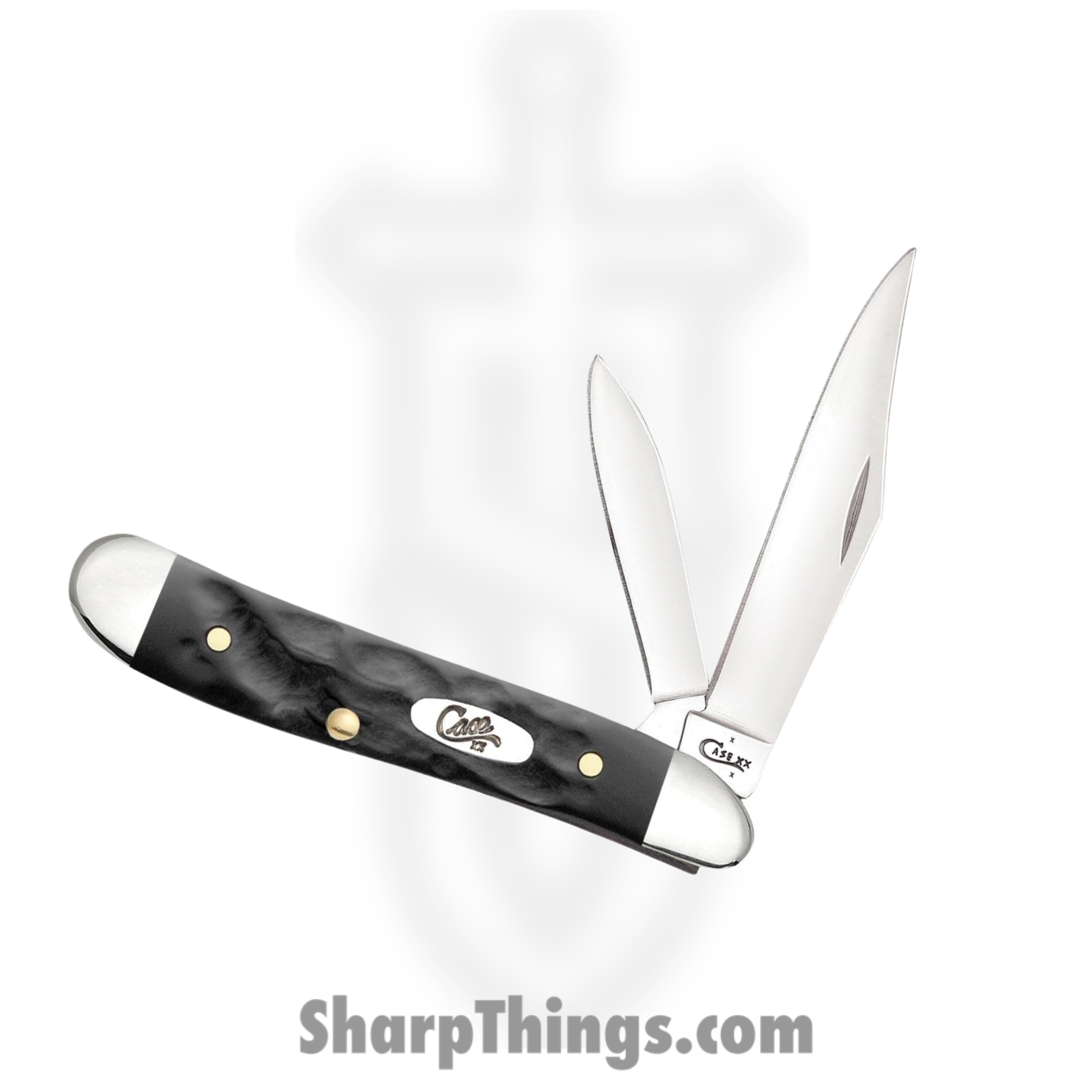 Case Cutlery - CA18225 - Peanut - Folding Knife - Tru-Sharp Surgical Stainless Steel Mirror Polished Multi - Rough Black® - Black - Image 2