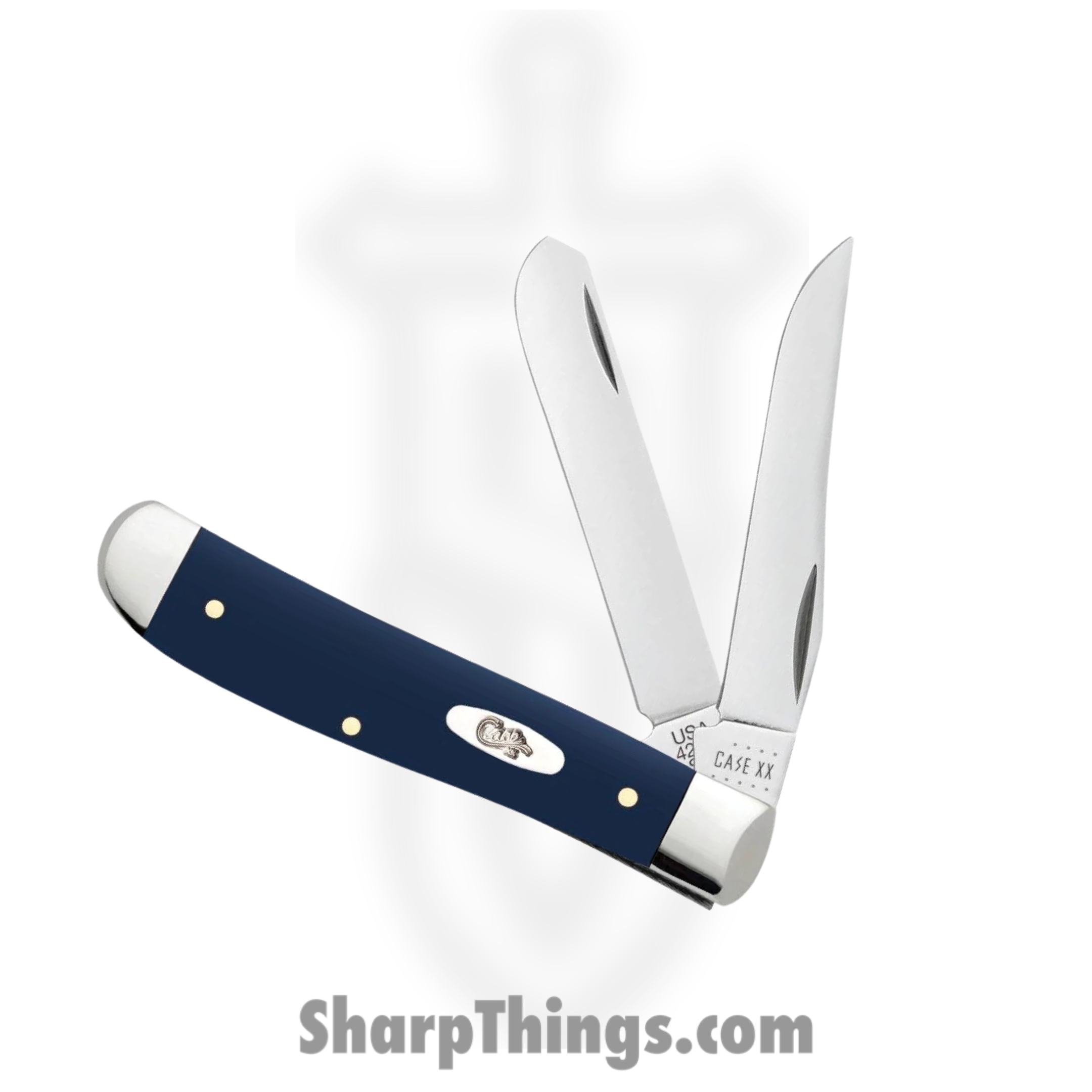 Case Cutlery - CA23613 - Mini Trapper - Folding Knife - Tru-Sharp Surgical Stainless Steel Mirror Polished Multi - Synthetic - Navy Blue