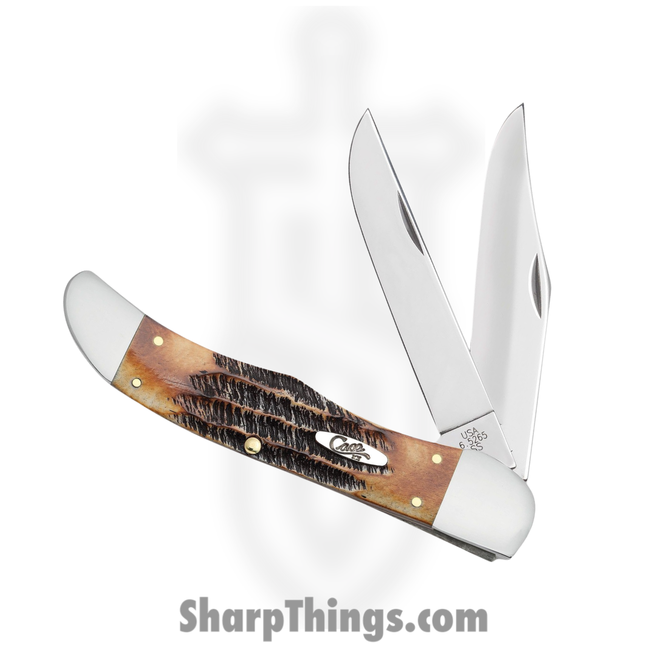 Case Cutlery - CA3574 - Hunter - Folding Knife - Tru-Sharp Surgical Stainless Steel Mirror Polished Multi - 6.5 Burnt BoneStag - Brown - Image 2