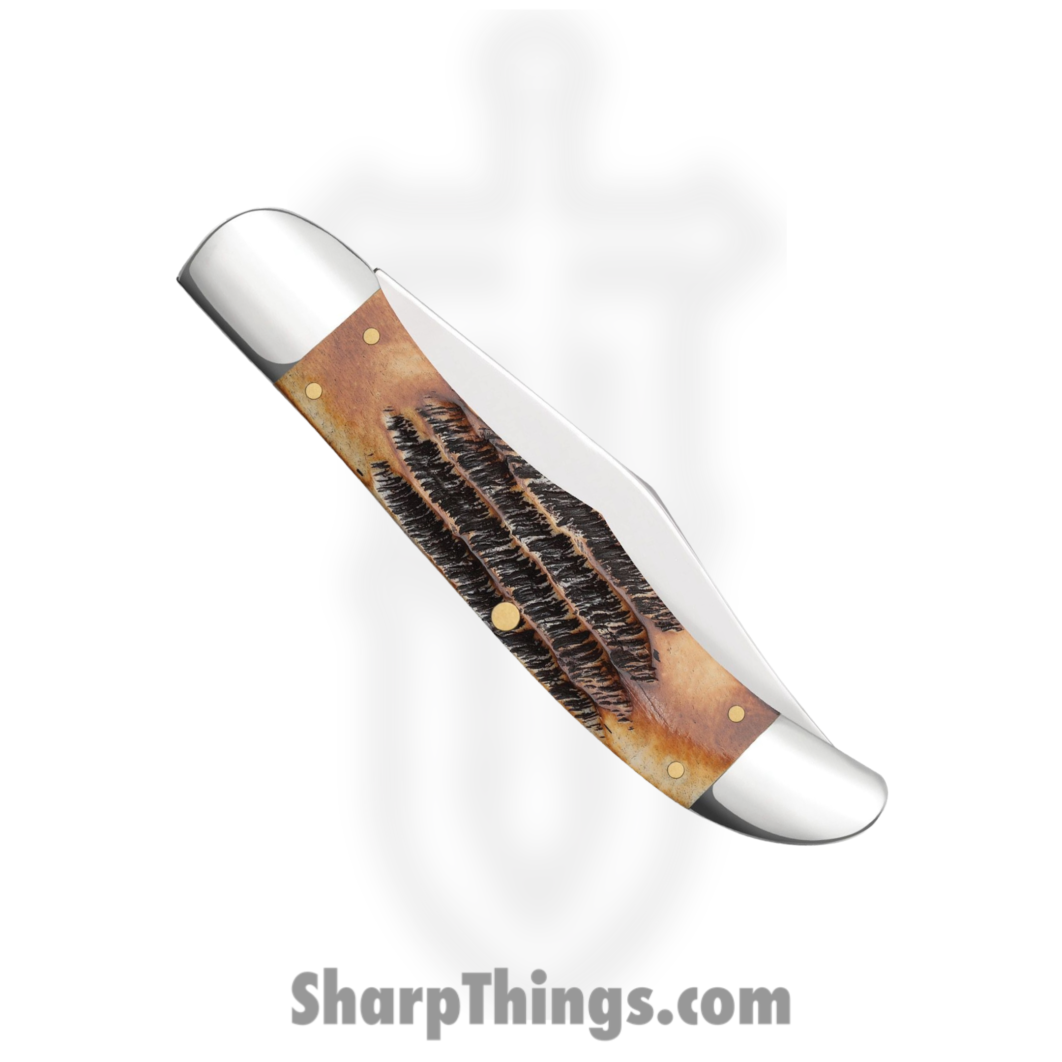 Case Cutlery - CA3574 - Hunter - Folding Knife - Tru-Sharp Surgical Stainless Steel Mirror Polished Multi - 6.5 Burnt BoneStag - Brown - Image 4