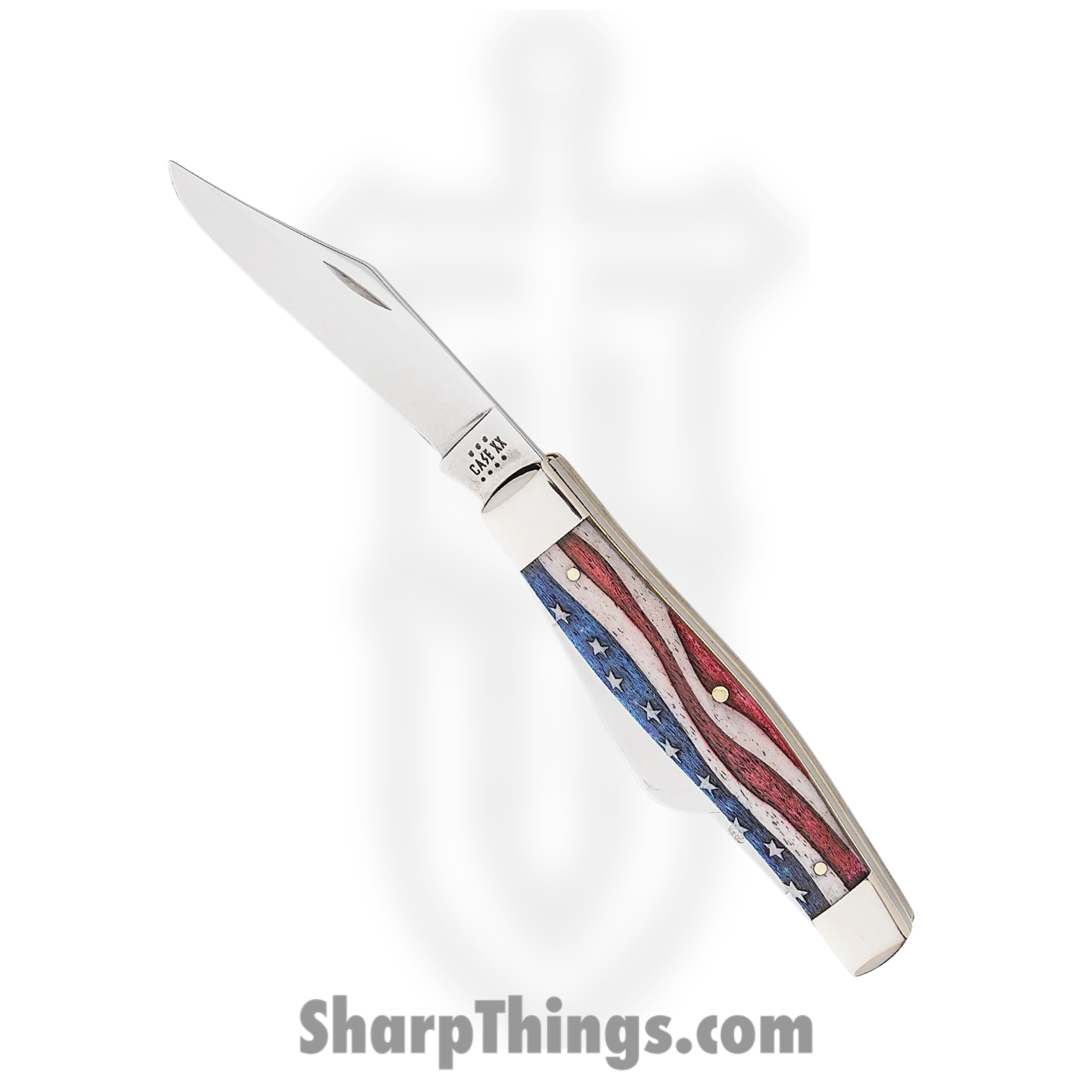 Case Cutlery - CA64142 - Large Stockman - Folding Knife - Tru-Sharp Surgical Stainless Steel Mirror Polished Multi - Smooth Natural Bone - Star Spangled
