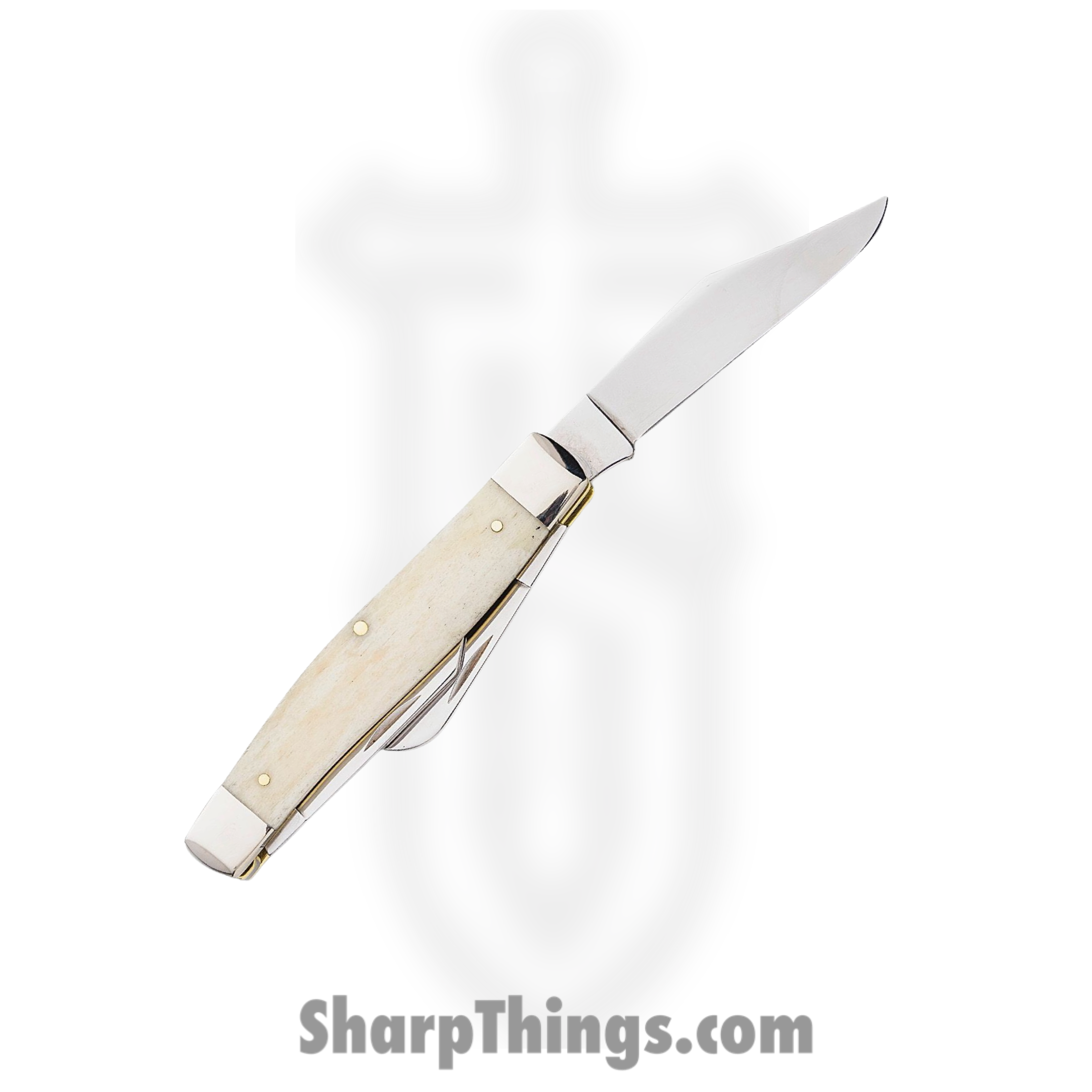 Case Cutlery - CA64142 - Large Stockman - Folding Knife - Tru-Sharp Surgical Stainless Steel Mirror Polished Multi - Smooth Natural Bone - Star Spangled - Image 2