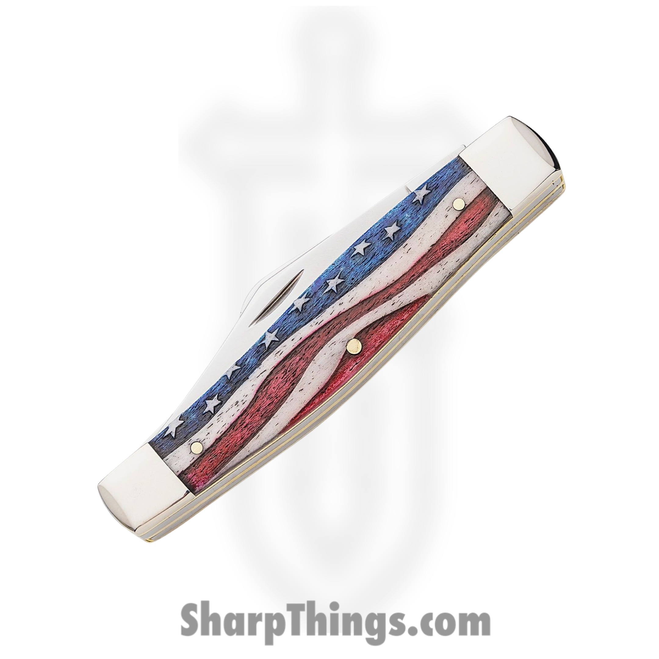 Case Cutlery - CA64142 - Large Stockman - Folding Knife - Tru-Sharp Surgical Stainless Steel Mirror Polished Multi - Smooth Natural Bone - Star Spangled - Image 4