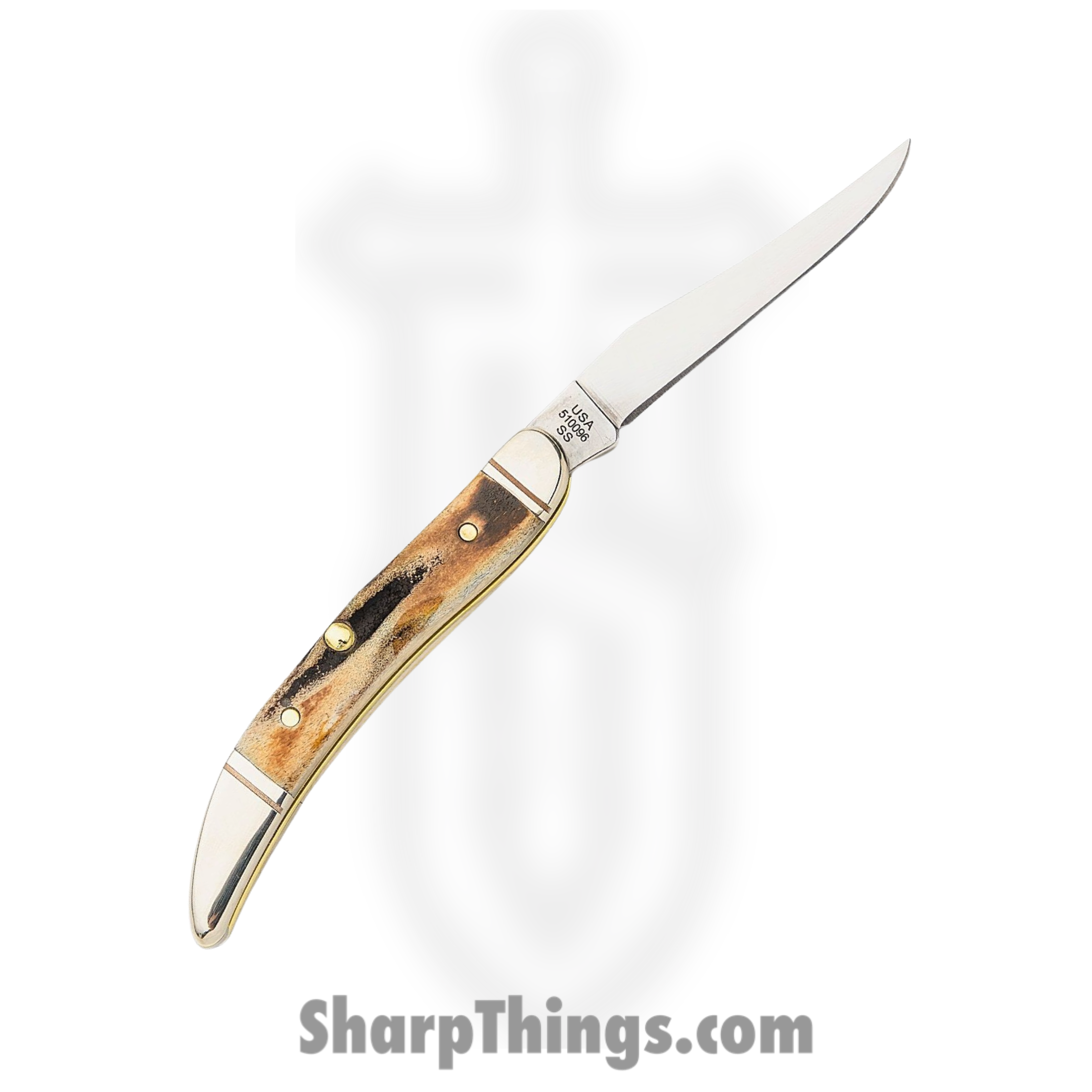 Case Cutlery - CA71229 - Small Texas Toothpick - Folding Knife - Tru-Sharp Surgical Stainless Steel Mirror Polished Long Clip Point - Fluted India Stag - Brown - Image 2