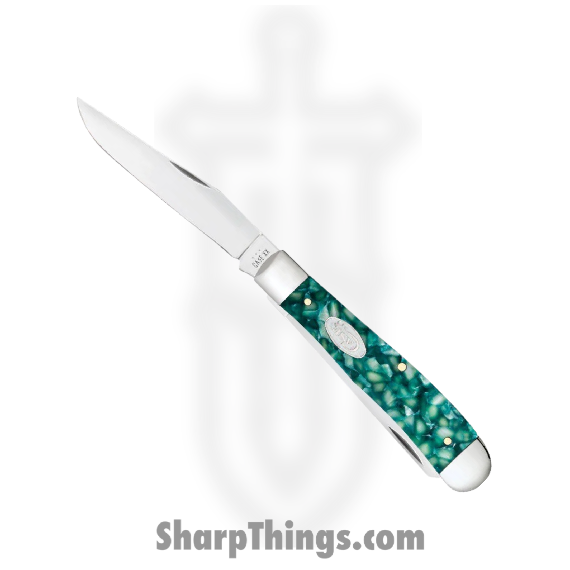 Case Cutlery - CA71380 - Trapper Sparxx - Folding Knife - Tru-Sharp Surgical Stainless Steel Mirror Polished Multi - Kirinite® - Green