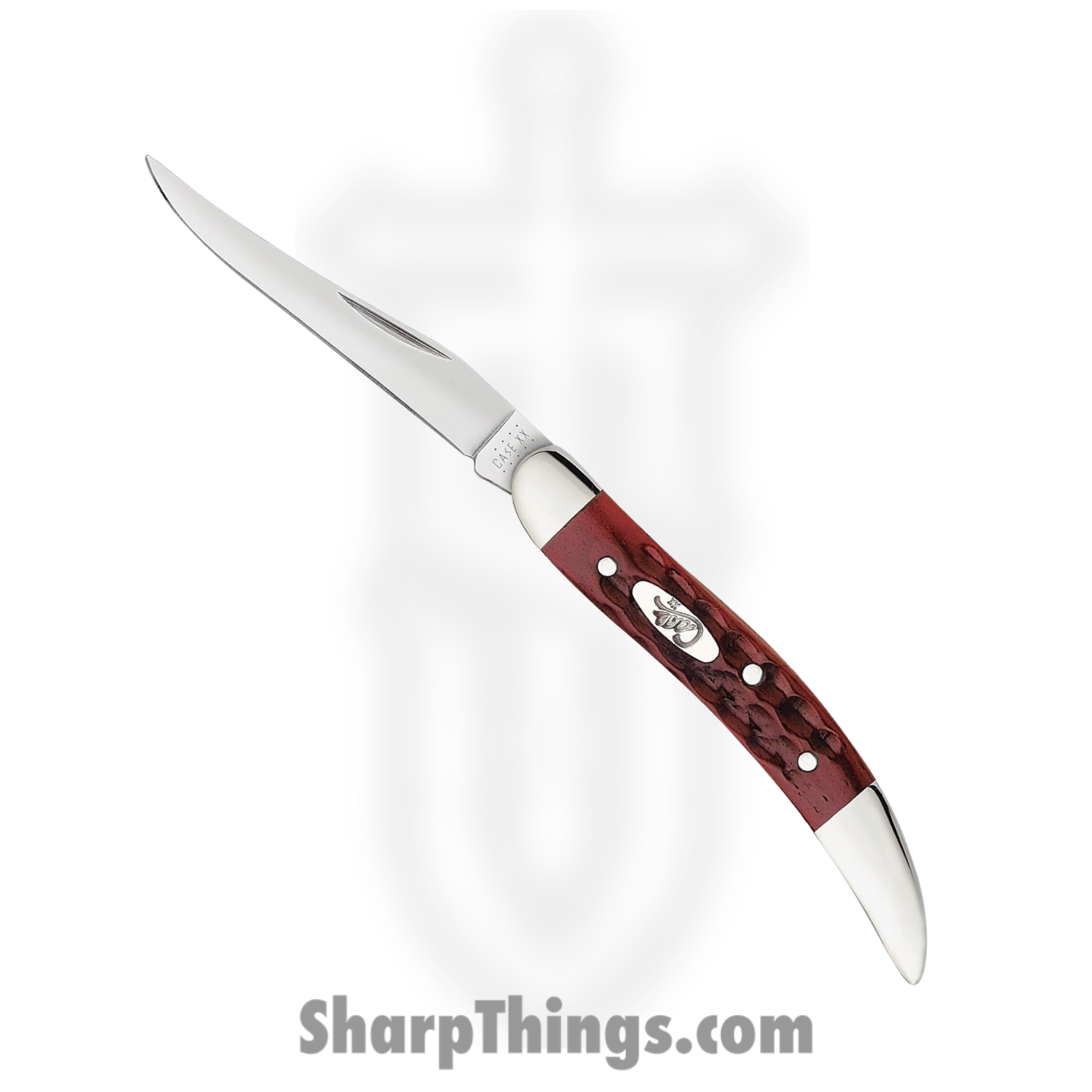 Case Cutlery - CA792 - Small Texas Toothpick - Folding Knife - Tru-Sharp Surgical Stainless Steel Mirror Polished Long Clip Point - Pocket Worn® Old Bone - Red