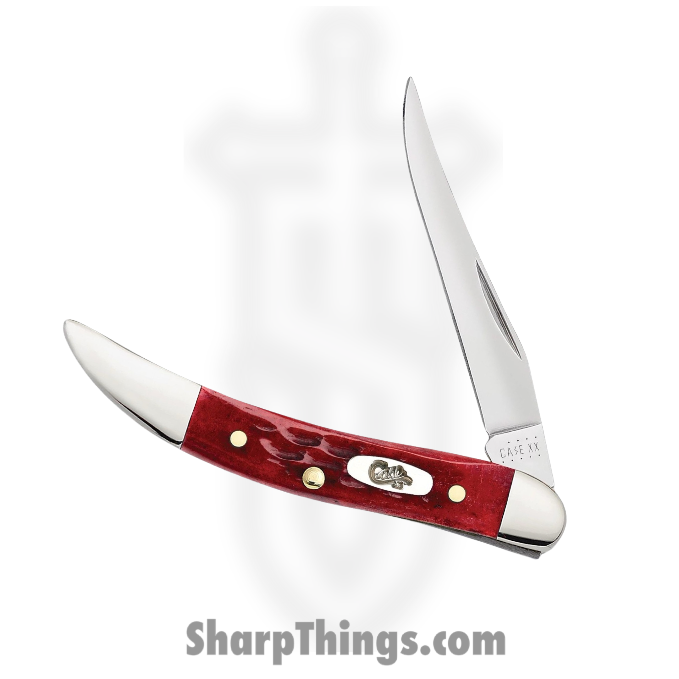 Case Cutlery - CA792 - Small Texas Toothpick - Folding Knife - Tru-Sharp Surgical Stainless Steel Mirror Polished Long Clip Point - Pocket Worn® Old Bone - Red - Image 2