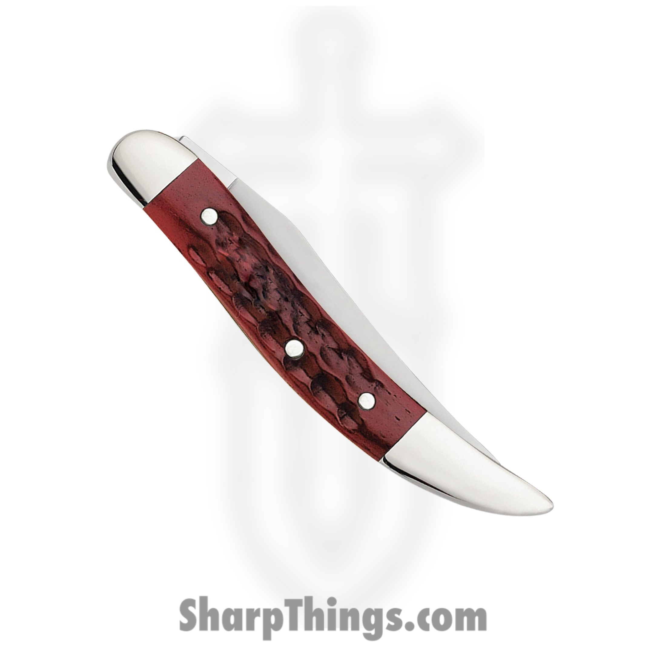 Case Cutlery - CA792 - Small Texas Toothpick - Folding Knife - Tru-Sharp Surgical Stainless Steel Mirror Polished Long Clip Point - Pocket Worn® Old Bone - Red - Image 4