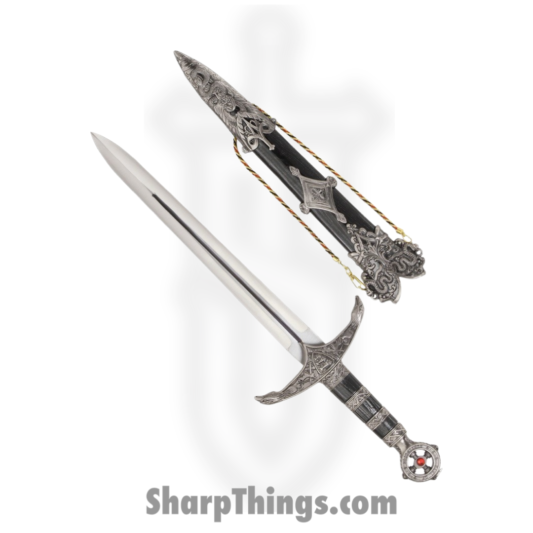 *AS IS CONDITION NO REFUND*CMP - CN210868 - Medieval Lords Dagger - Fixed Blade Knife - SS Satin Dagger - Aluminum - Black Silver