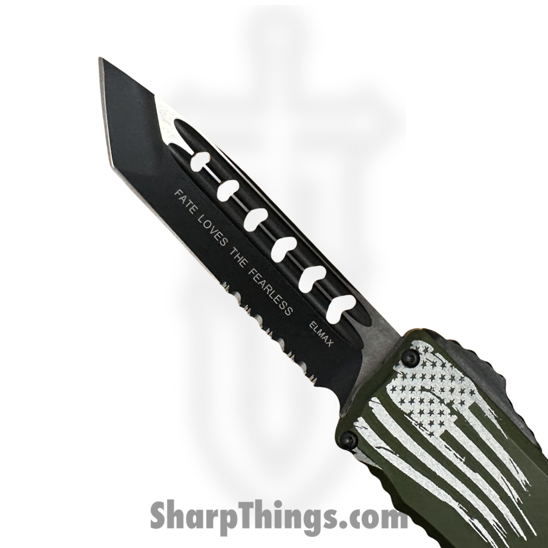 Guardian Tactical - GT108222 - Recon Elite - Automatic OTF - Elmax - 2-Tone Tanto - Partly Serrated - OD Green - Image 4