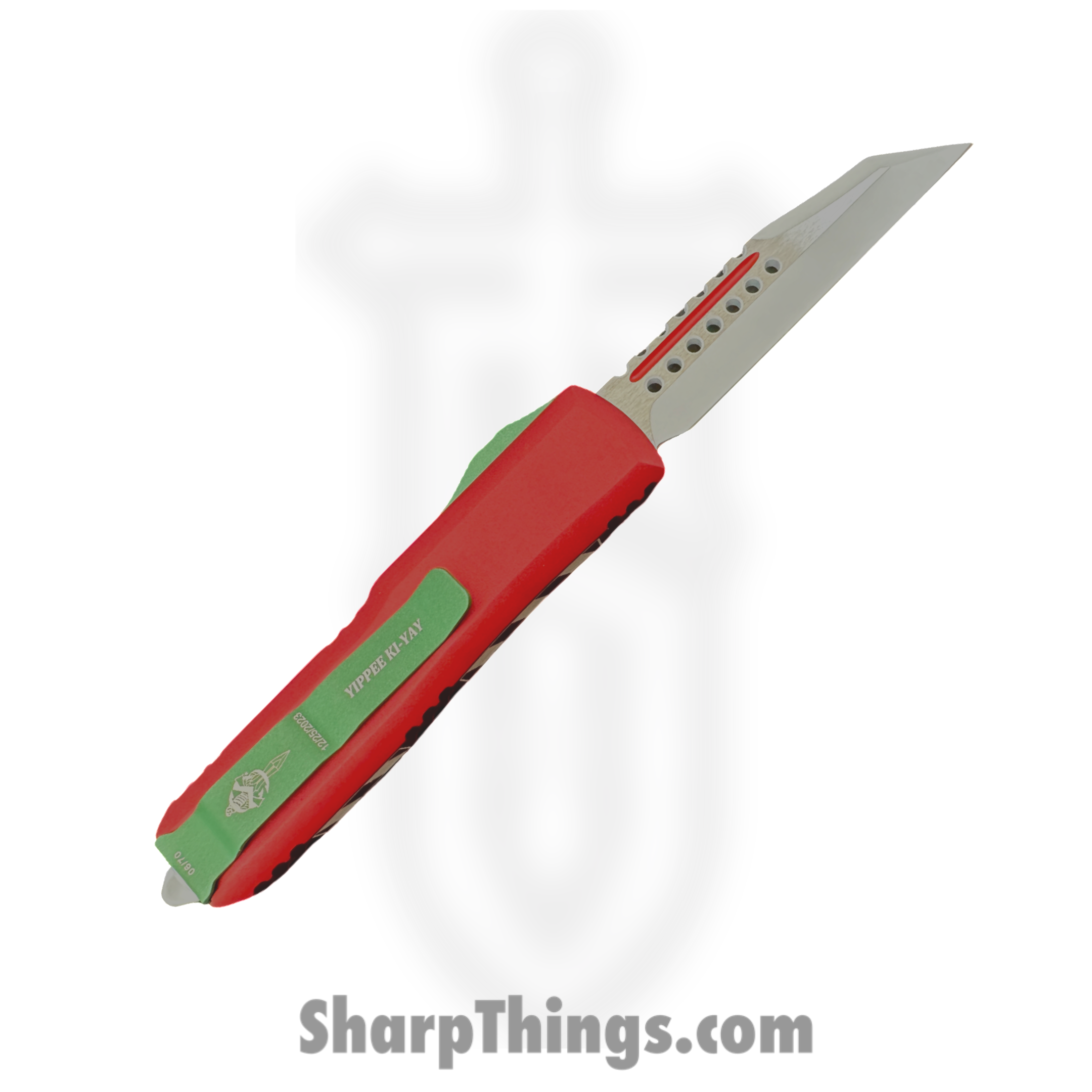 Microtech - 719W-1CMAS - UTX-85 Candycane - OTF Auto - 719W-1CMAS UTX-85 Candycane OTF Auto - 6061-T6 Aliminum - Red/Green/White - Image 2