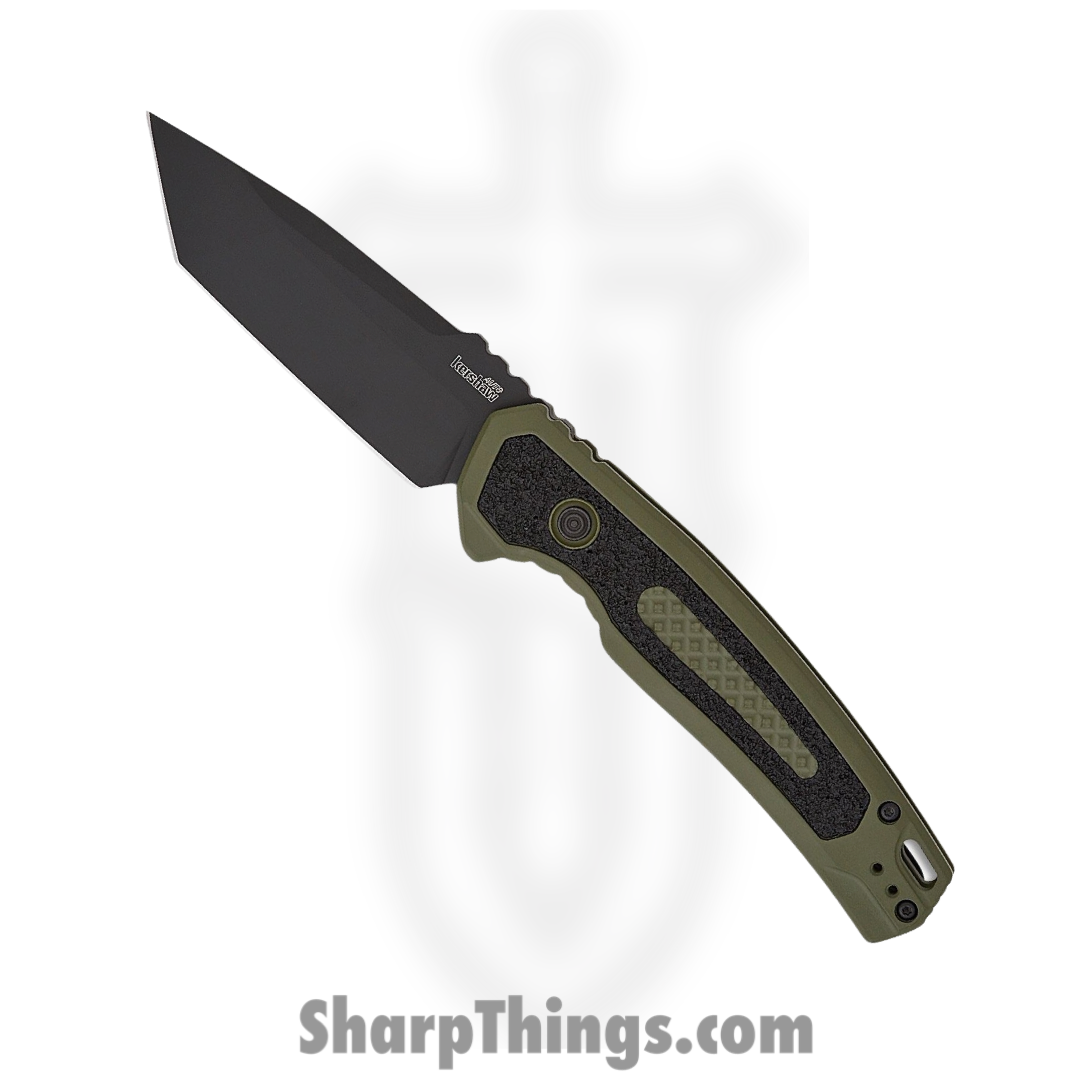 Kershaw - 7105OLBLK - Launch 16 - Automatic Knife - CPM-M4 Cerakote Tanto - 6061-T6 Aluminum with Trac-Tec Inlays - OD Green