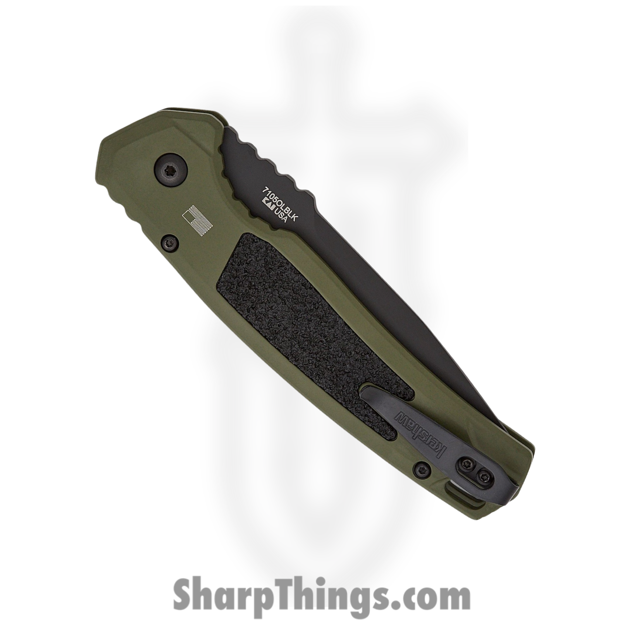 Kershaw - 7105OLBLK - Launch 16 - Automatic Knife - CPM-M4 Cerakote Tanto - 6061-T6 Aluminum with Trac-Tec Inlays - OD Green - Image 4