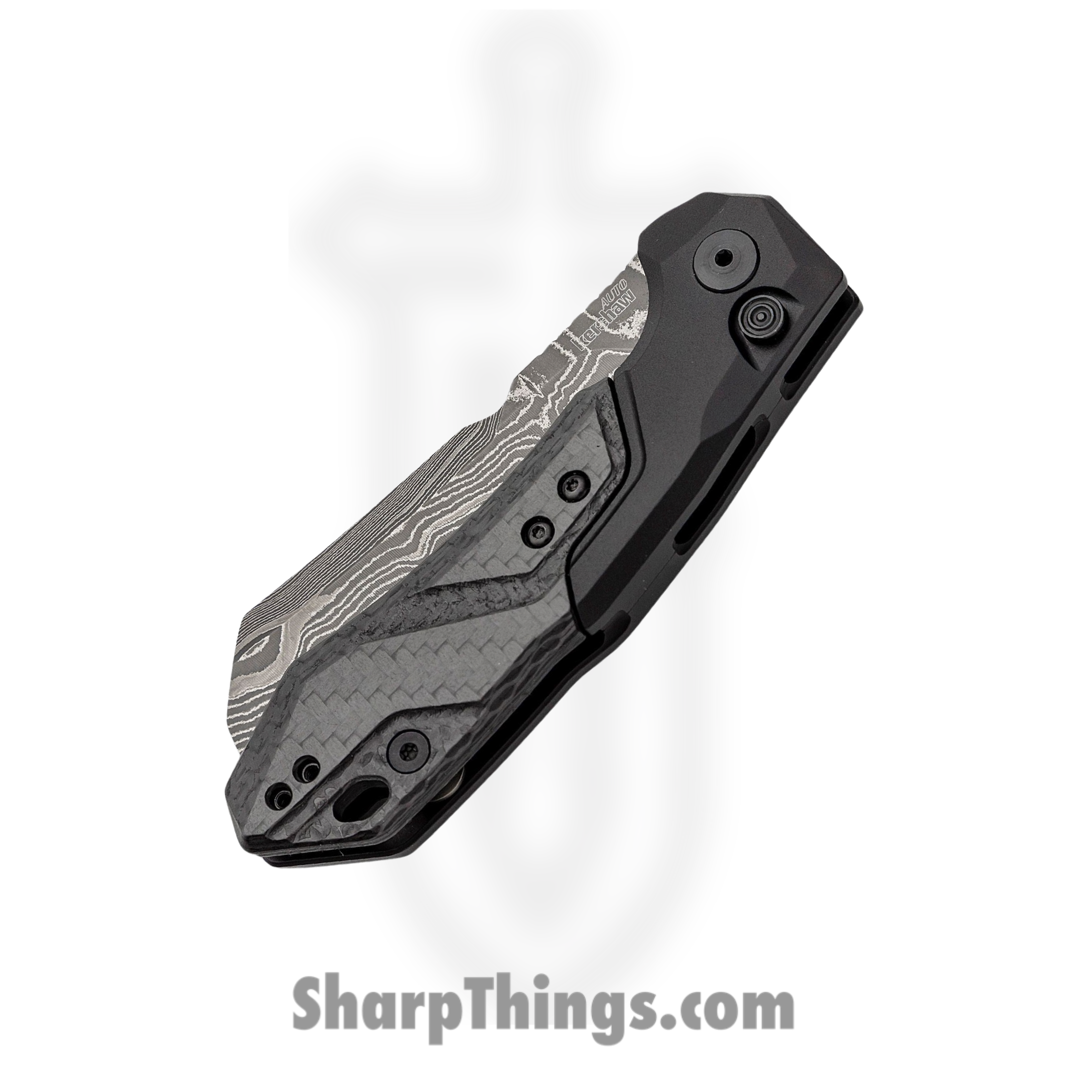 Kershaw - 7850BLKDAM - Launch 14 - Automatic Knife - Damascus Cleaver - 6061-T6 Aluminum with CF Scale - Black - Image 3