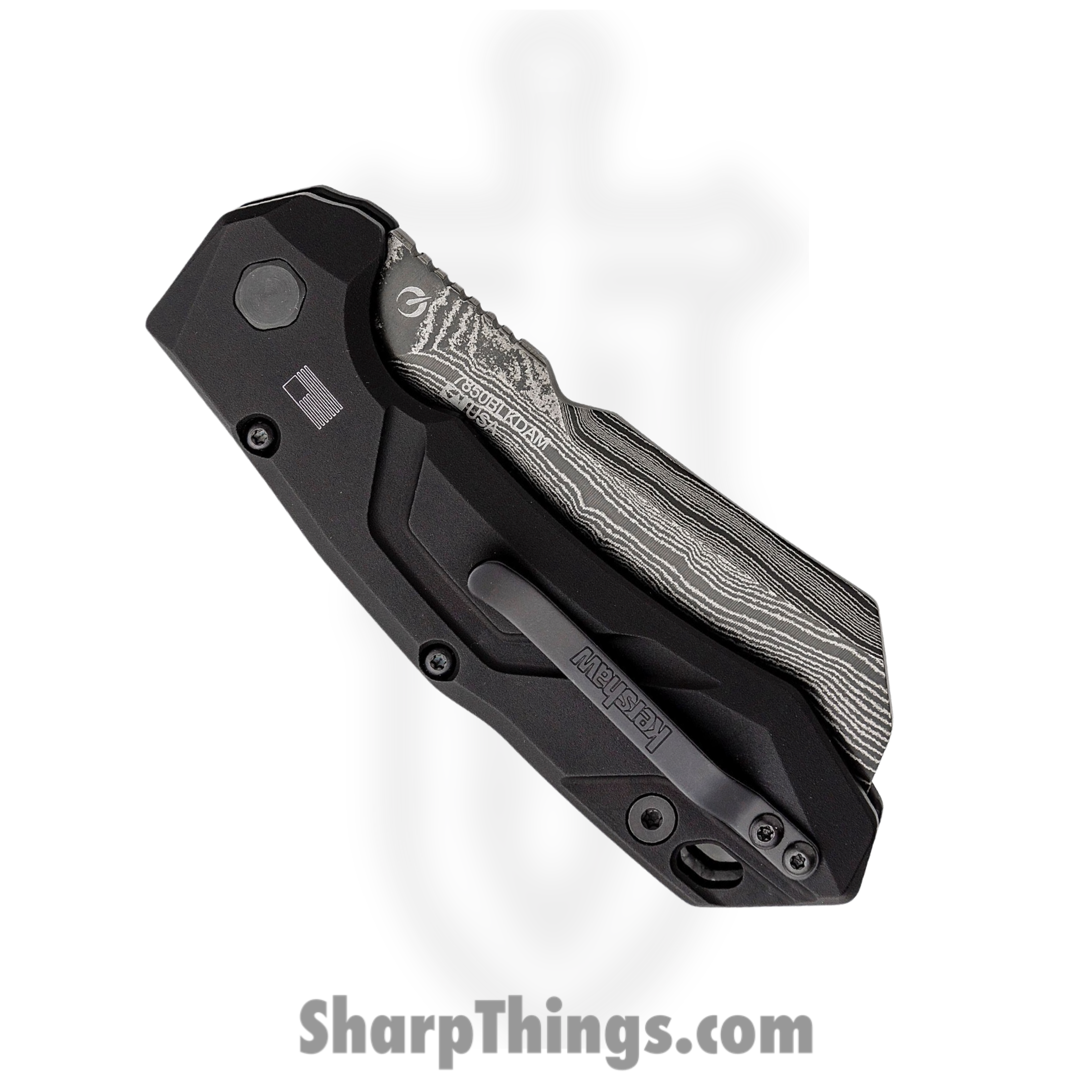 Kershaw - 7850BLKDAM - Launch 14 - Automatic Knife - Damascus Cleaver - 6061-T6 Aluminum with CF Scale - Black - Image 4