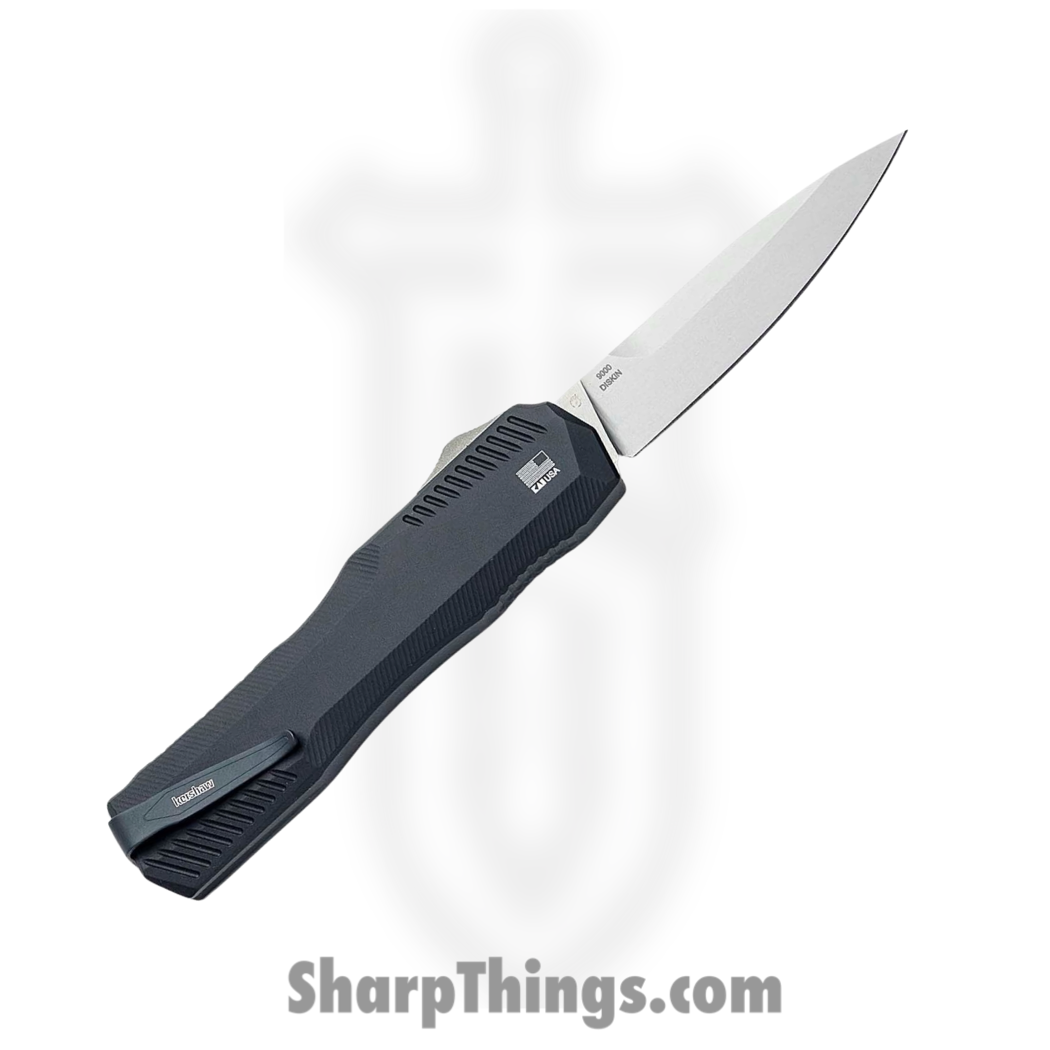 Kershaw - 9000 - Diskin Livewire - OTF Auto - MagnaCut Stonewash Spear Point - 6061-T6 Aluminum - Black - Image 2