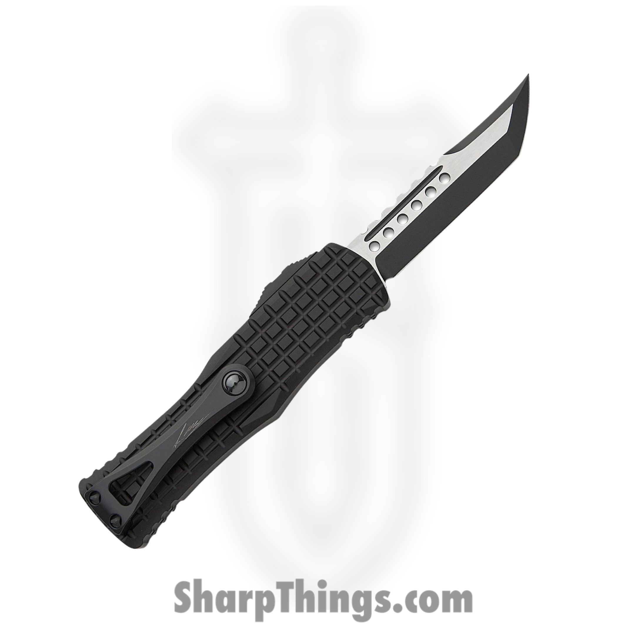 Microtech - 919-1TFRS - Signature Series Hera - OTF Auto - Black Hellhound Tanto - 6061-T6 Aluminum - Black - Image 2