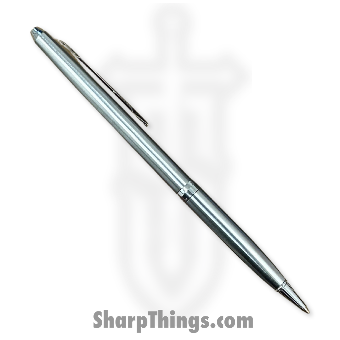 Razor Tactical - RT-7373-SIL - Pen Knife - Part Serrated - Black Ink Ballpoint - Silver