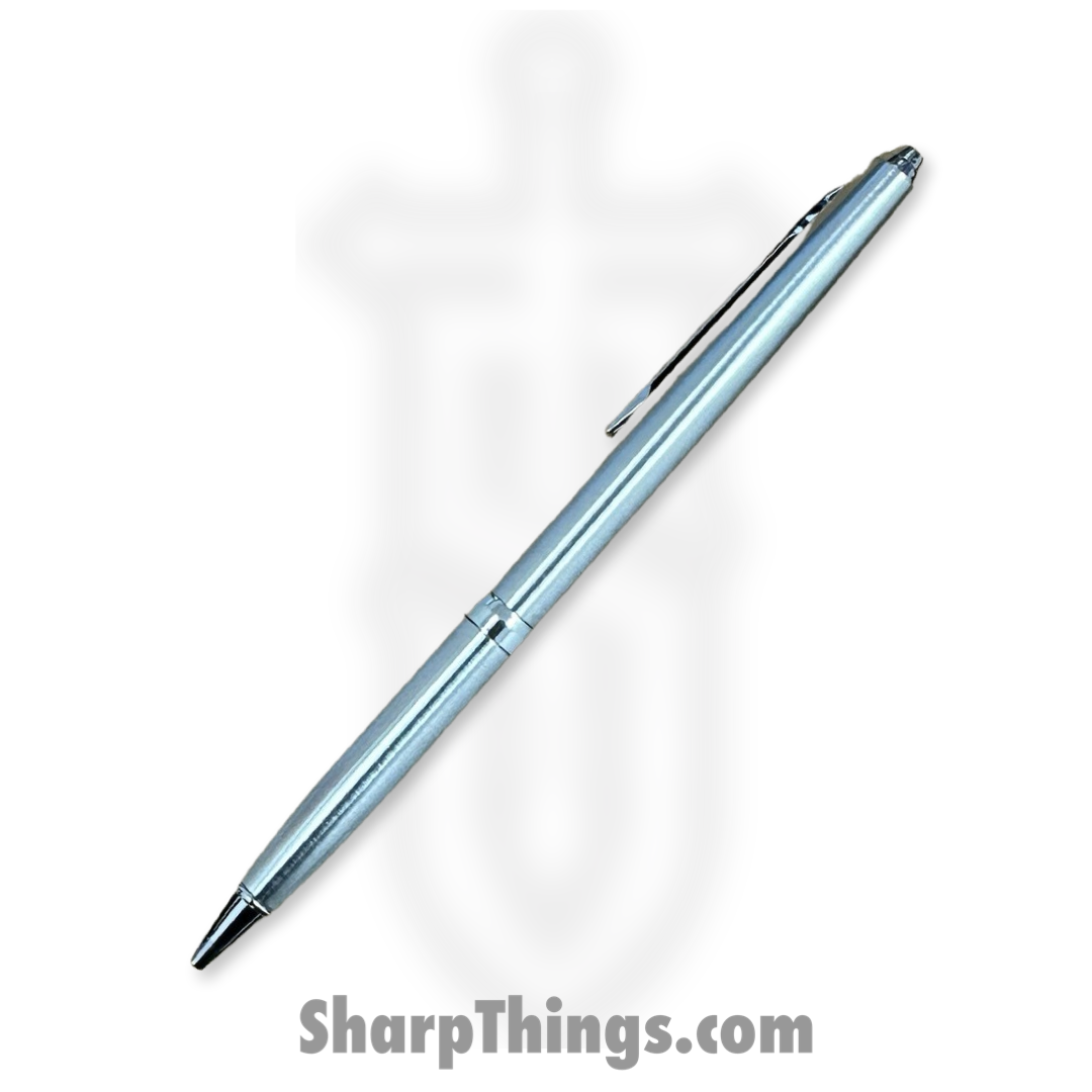 Razor Tactical - RT-7373-SIL - Pen Knife - Part Serrated - Black Ink Ballpoint - Silver - Image 2