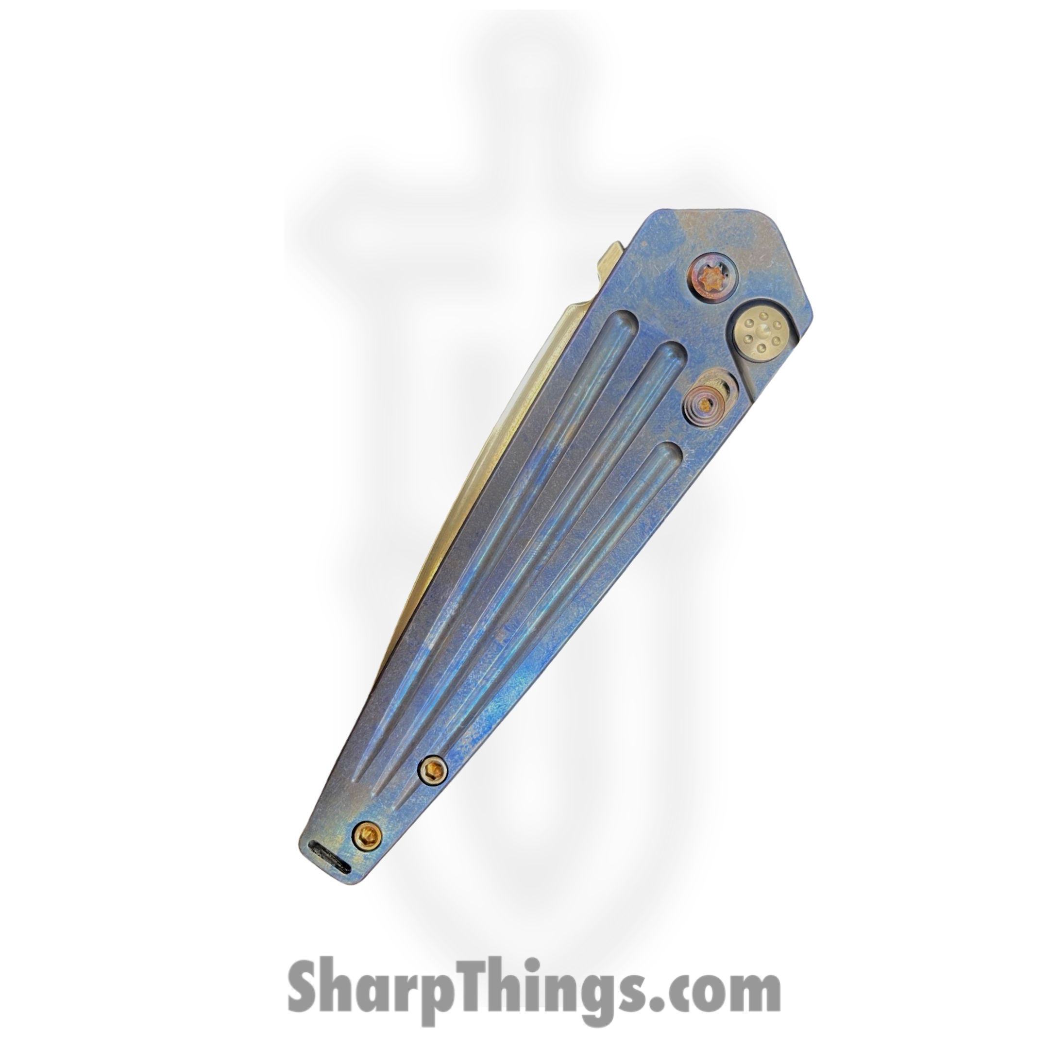 Medford Knife and Tool - MK2094TQ-37A2-TFCF-BP - Nosferatu Auto - Automatic Knife - S45VN Tumbled Dagger - Titanium - Blue - Image 5