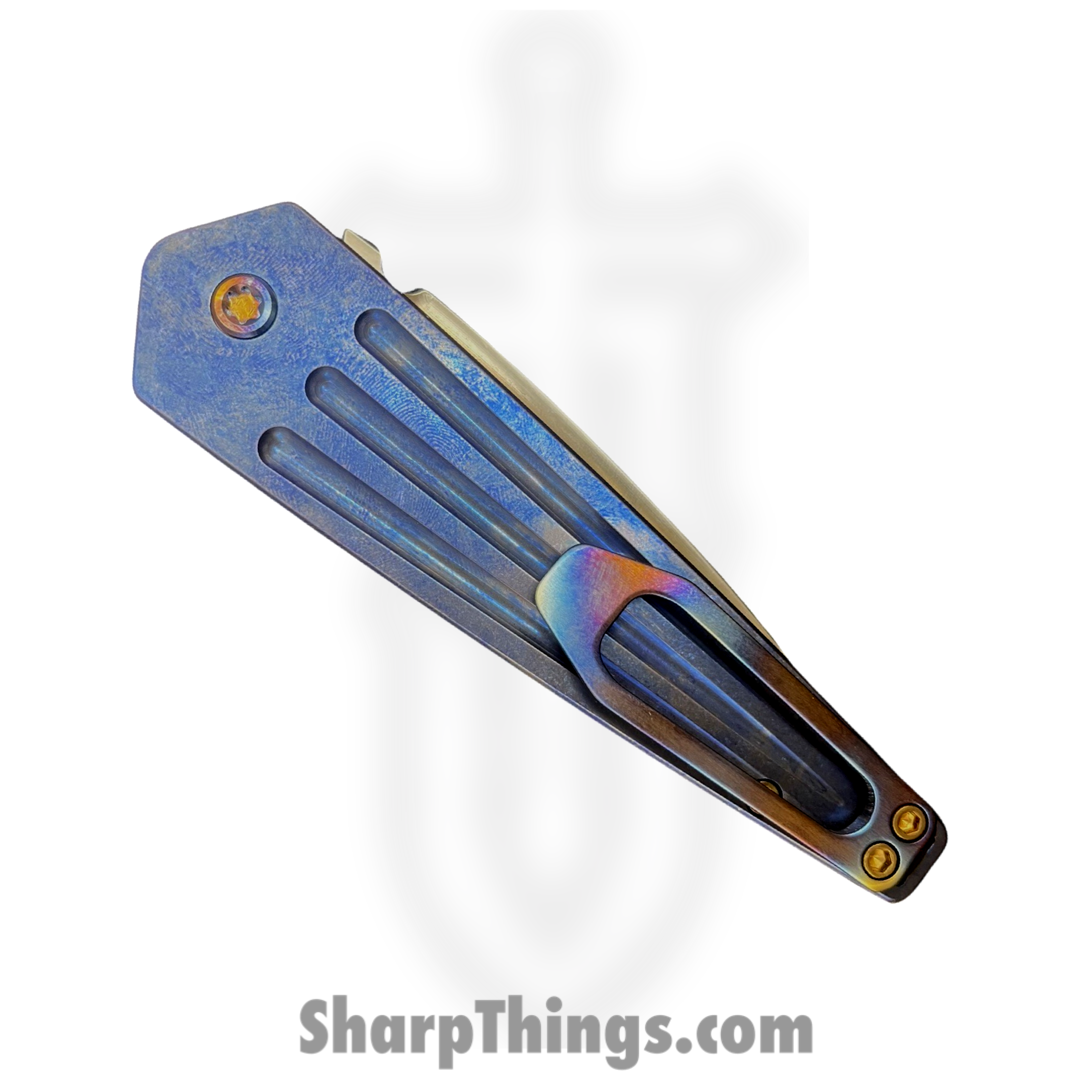 Medford Knife and Tool - MK2094TQ-37A2-TFCF-BP - Nosferatu Auto - Automatic Knife - S45VN Tumbled Dagger - Titanium - Blue - Image 2