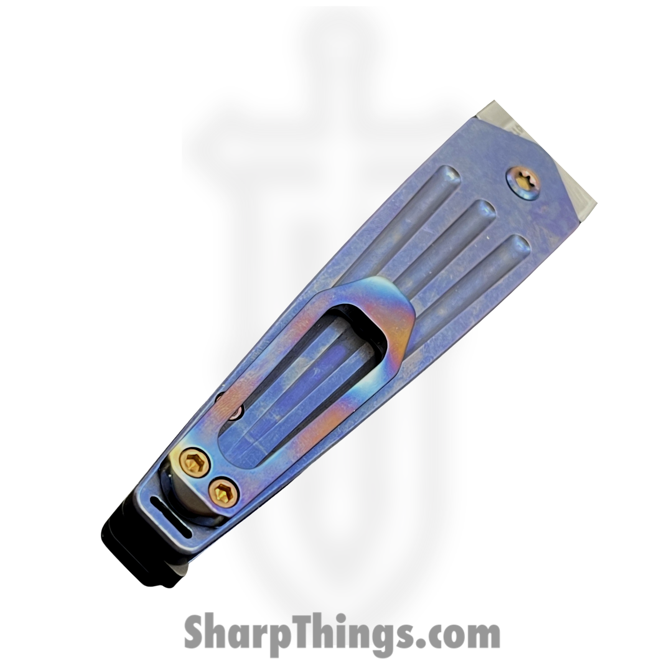Medford Knife and Tool - MK2094TQ-37A2-TFCF-BP - Nosferatu Auto - Automatic Knife - S45VN Tumbled Dagger - Titanium - Blue - Image 4