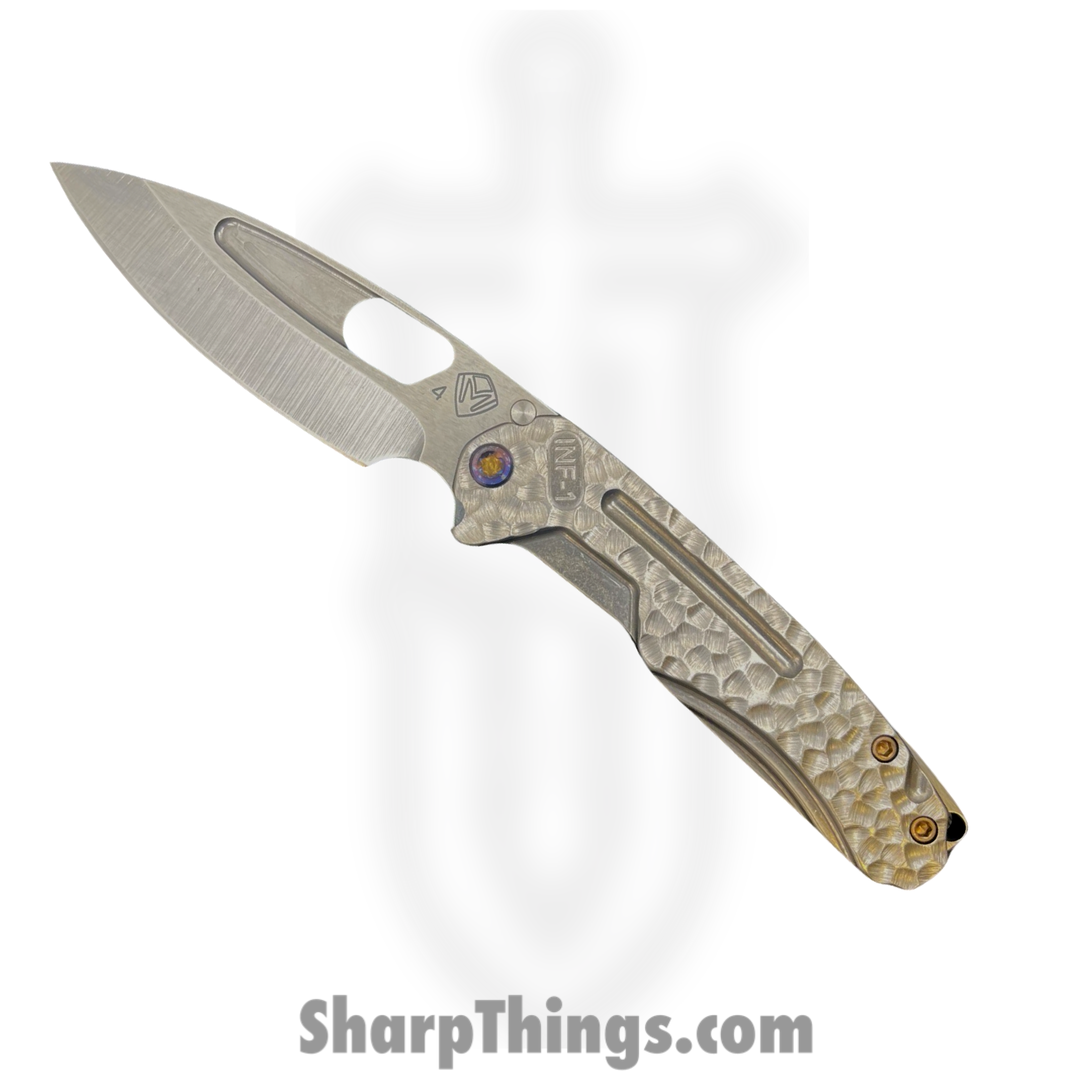 Medford Knife and Tool - MK0314TQ-01TM-TFCF-BN - Infraction - Folding Knife - S45VN Tumbled Drop Point - Titanium - Tumbled "Peaks & Valleys"