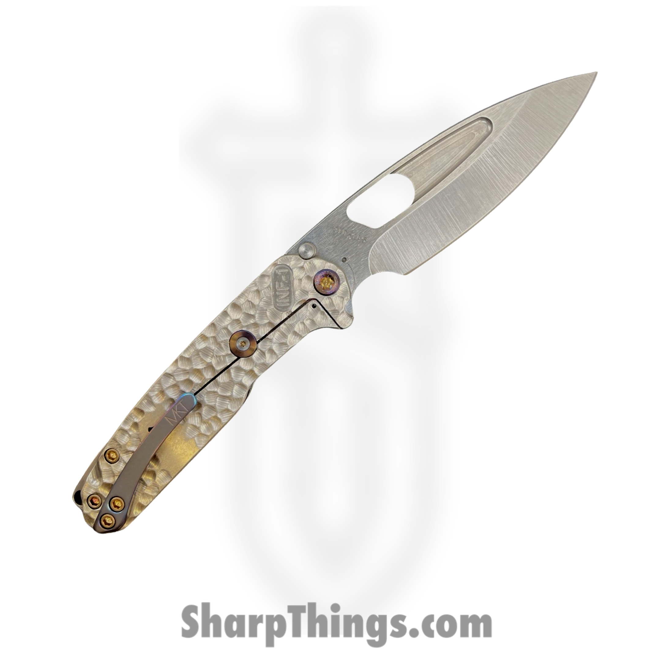 Medford Knife and Tool - MK0314TQ-01TM-TFCF-BN - Infraction - Folding Knife - S45VN Tumbled Drop Point - Titanium - Tumbled "Peaks & Valleys" - Image 4