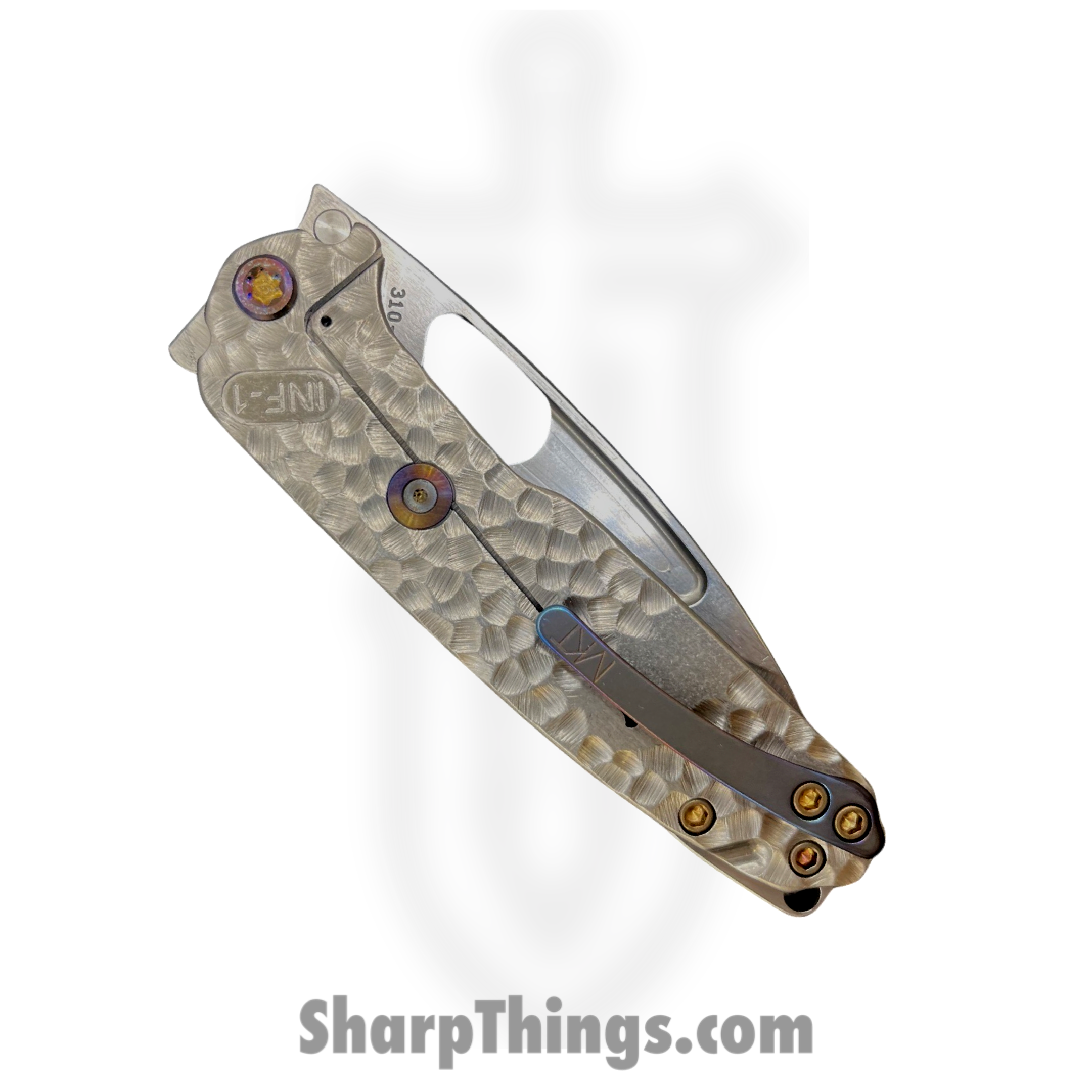 Medford Knife and Tool - MK0314TQ-01TM-TFCF-BN - Infraction - Folding Knife - S45VN Tumbled Drop Point - Titanium - Tumbled "Peaks & Valleys" - Image 2