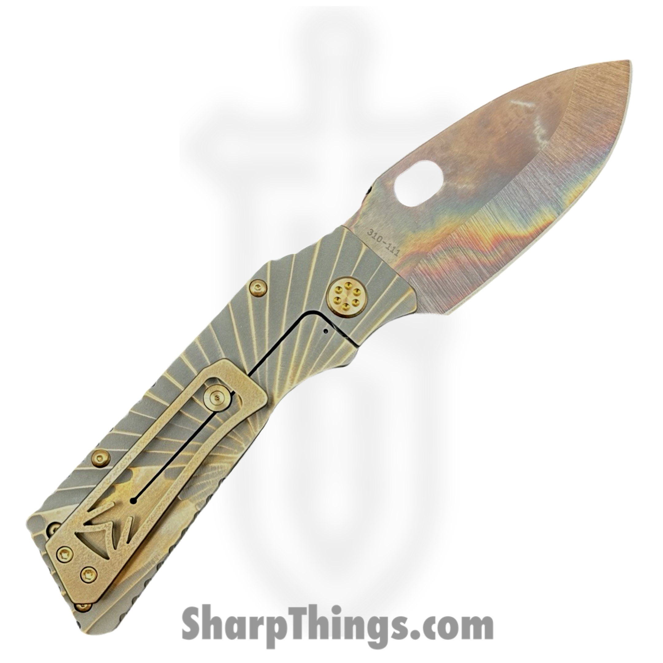 Medford Knife and Tool - MK0144VQ-36A1-T1C1-Q4 - TFF-1 - Folding Knife - S45VN Vulcan Drop Point - BB/Cement with Bronze "Rising Sun" - Bronze - Image 2
