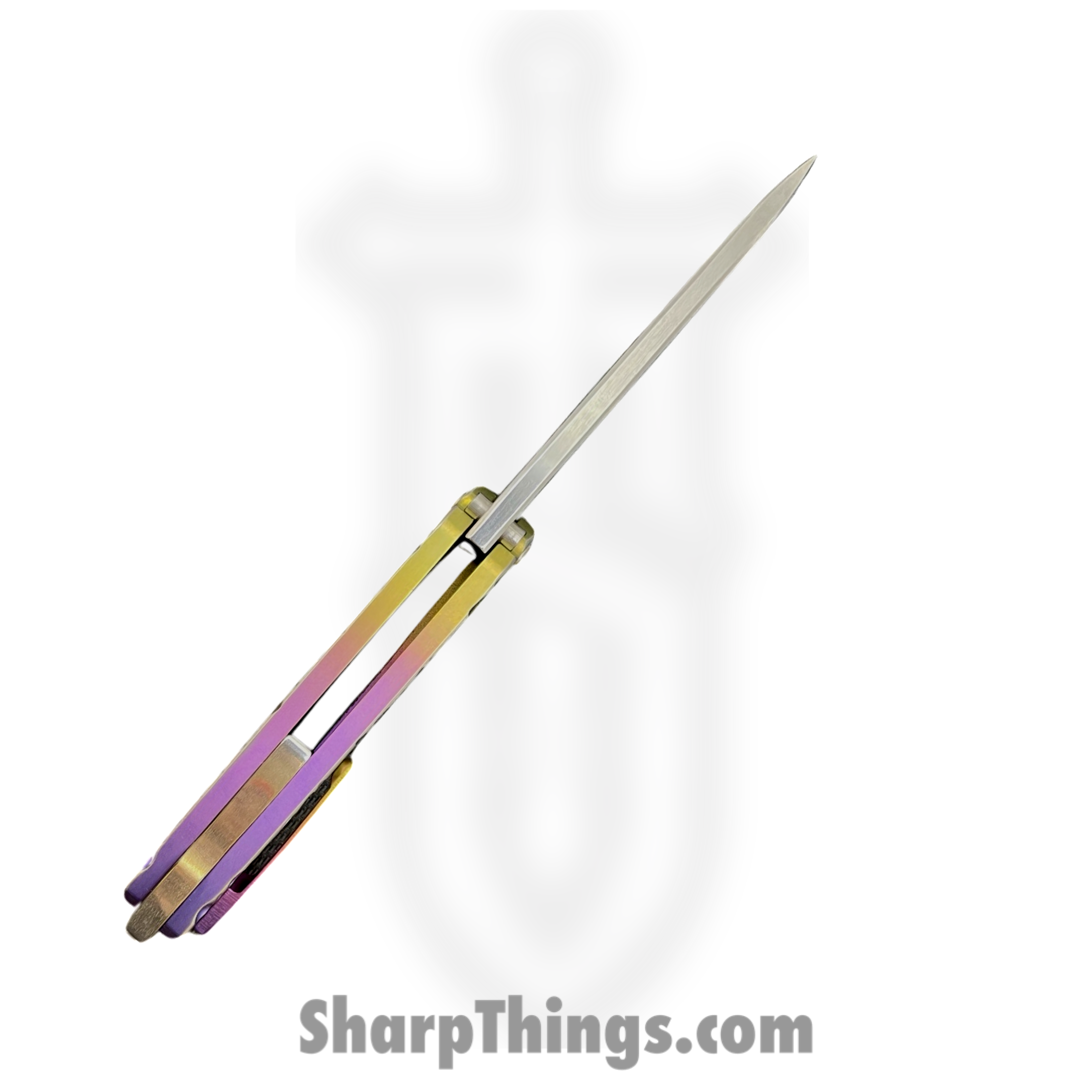 Medford Knife and Tool - MK0314TQ-03A5-TFCF-BN - Infraction - Folding Knife - S45VN Tumbled Drop Point - Titanium - Multi Etch/Ano Fade with Silver "Peaks & Valleys" - Image 5