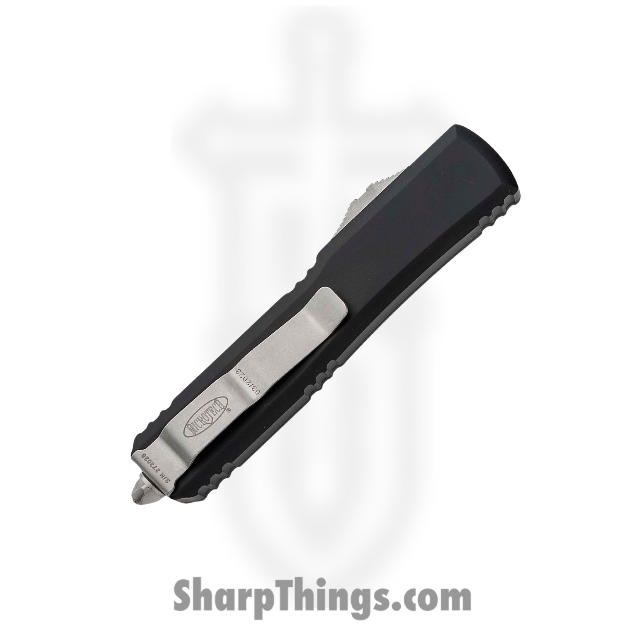 Microtech - 121-10 - Ultratech - OTF Auto - Stonewash Drop Point - 6061-T6 Aluminum - Black - Image 4