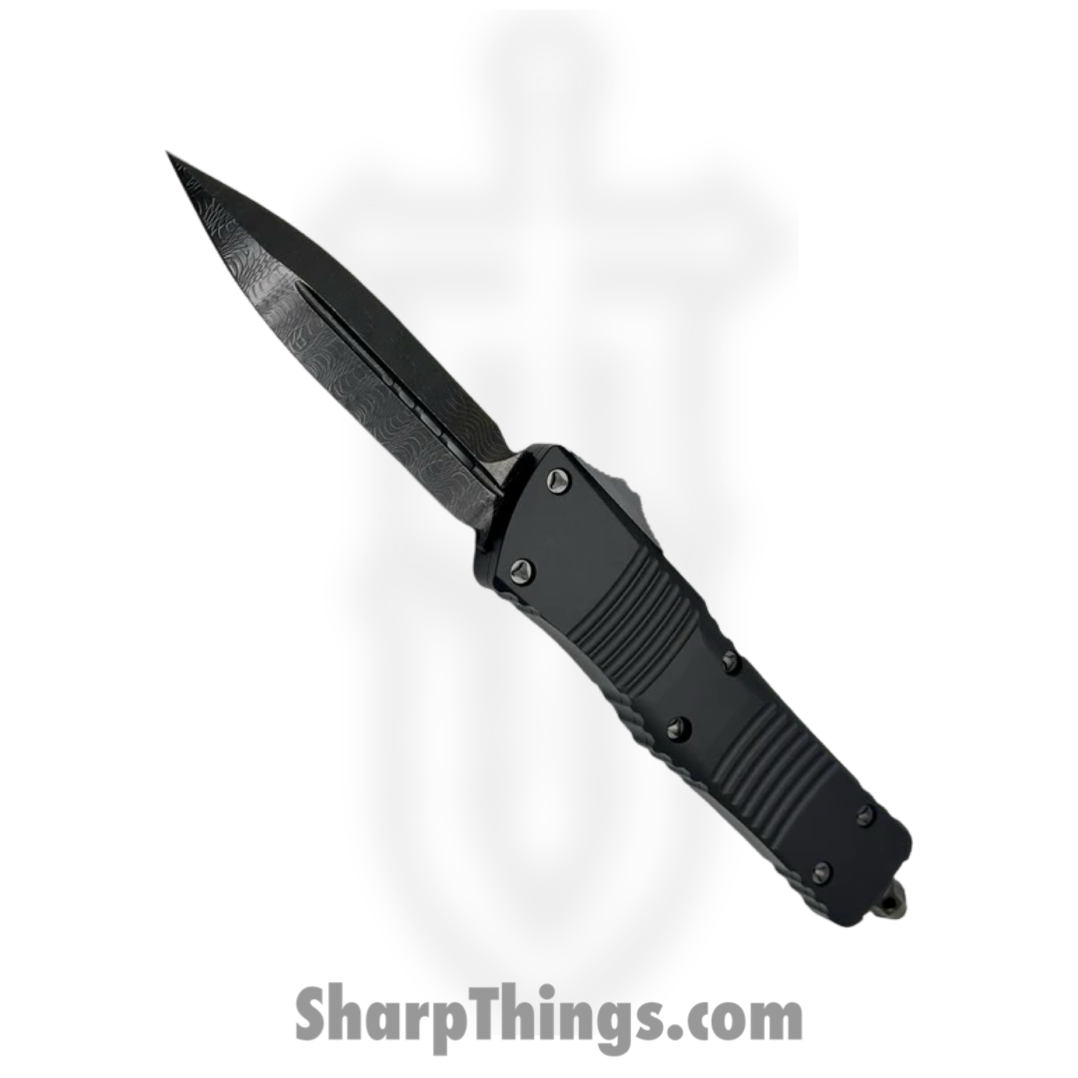 Microtech - 142-16DLCTSH - Combat Troodon Shadow Series - OTF Auto - Damascus Black Dagger - 6061-T6 Aluminum - Black