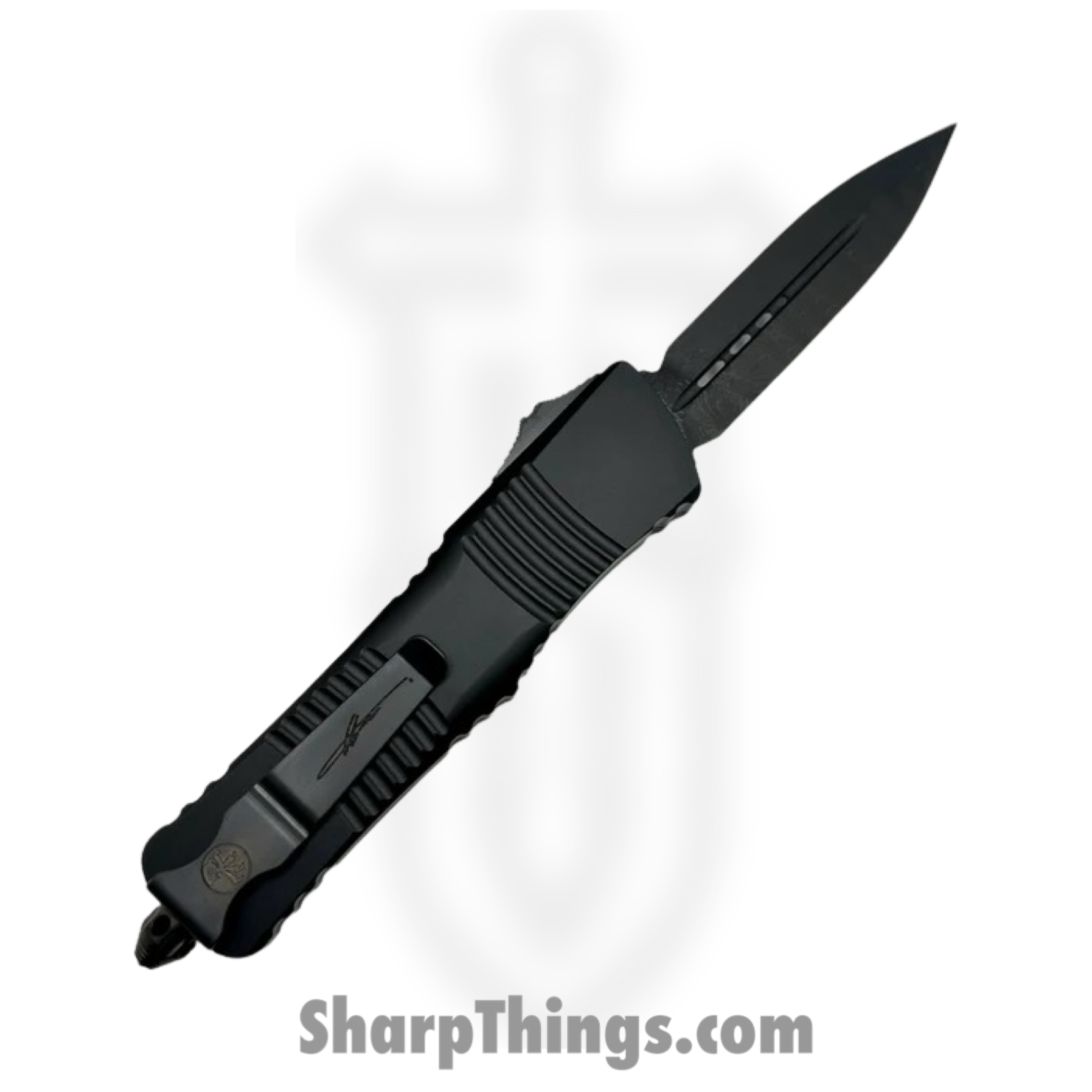 Microtech - 142-16DLCTSH - Combat Troodon Shadow Series - OTF Auto - Damascus Black Dagger - 6061-T6 Aluminum - Black - Image 2