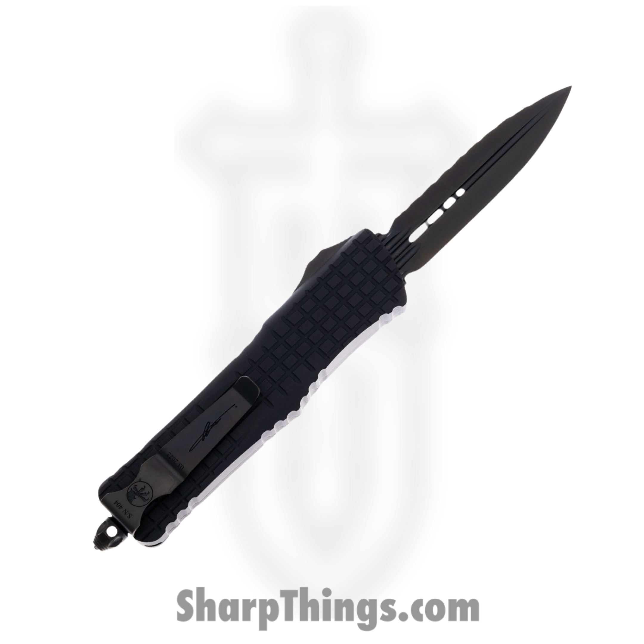 Microtech - 142-3CT-DSH - Combat Troodon Delta Shadow Series - OTF Auto - DLC Dagger - 6061-T6 Aluminum - Black - Image 2