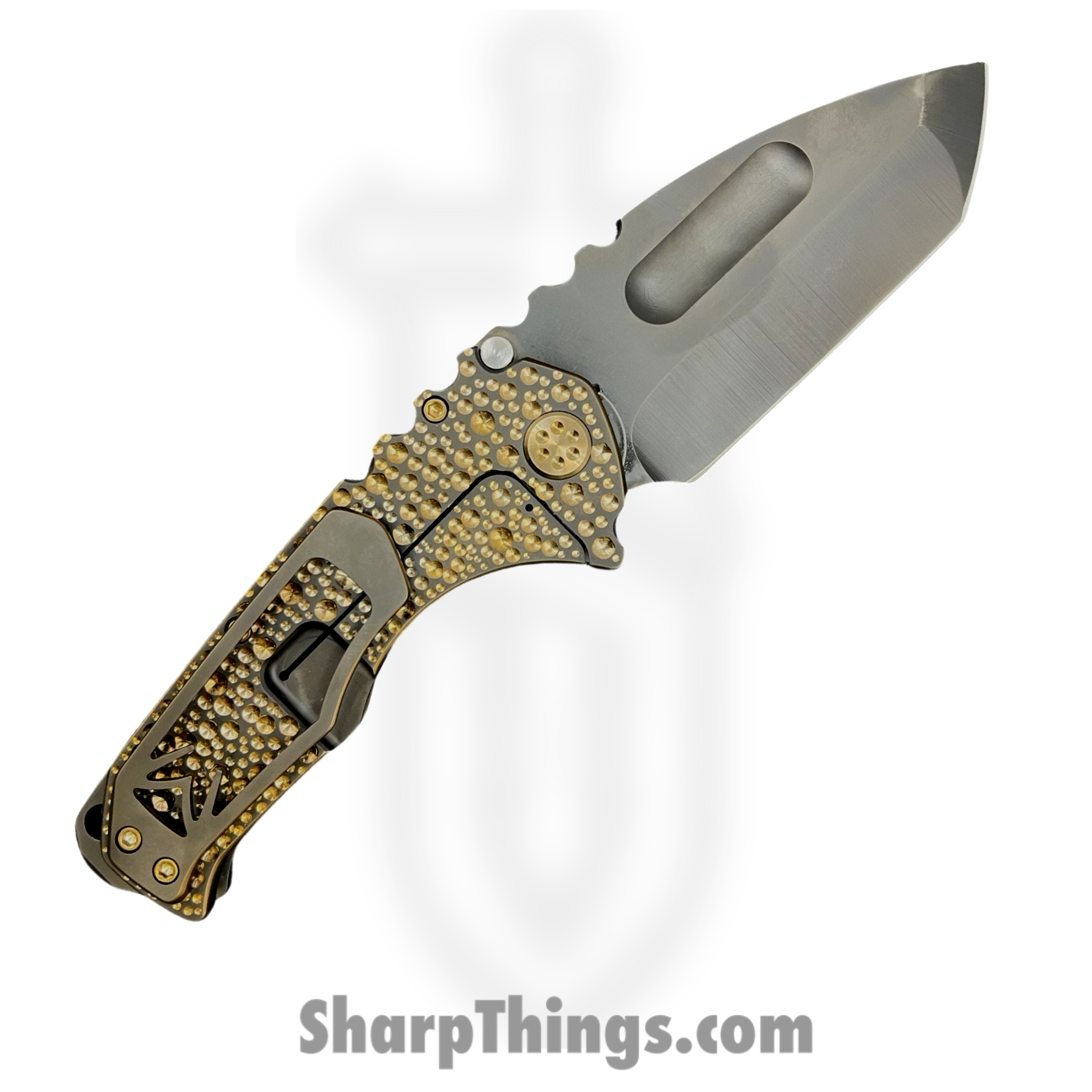 Medford Knife and Tool - MK0133PT-30PV-T1C1-BP - Prae Ti - Folding Knife - 3V PVD Tanto - "Ghost American Flag" and "Peaks & Valleys" Titanium - PVD Bronze - Image 2