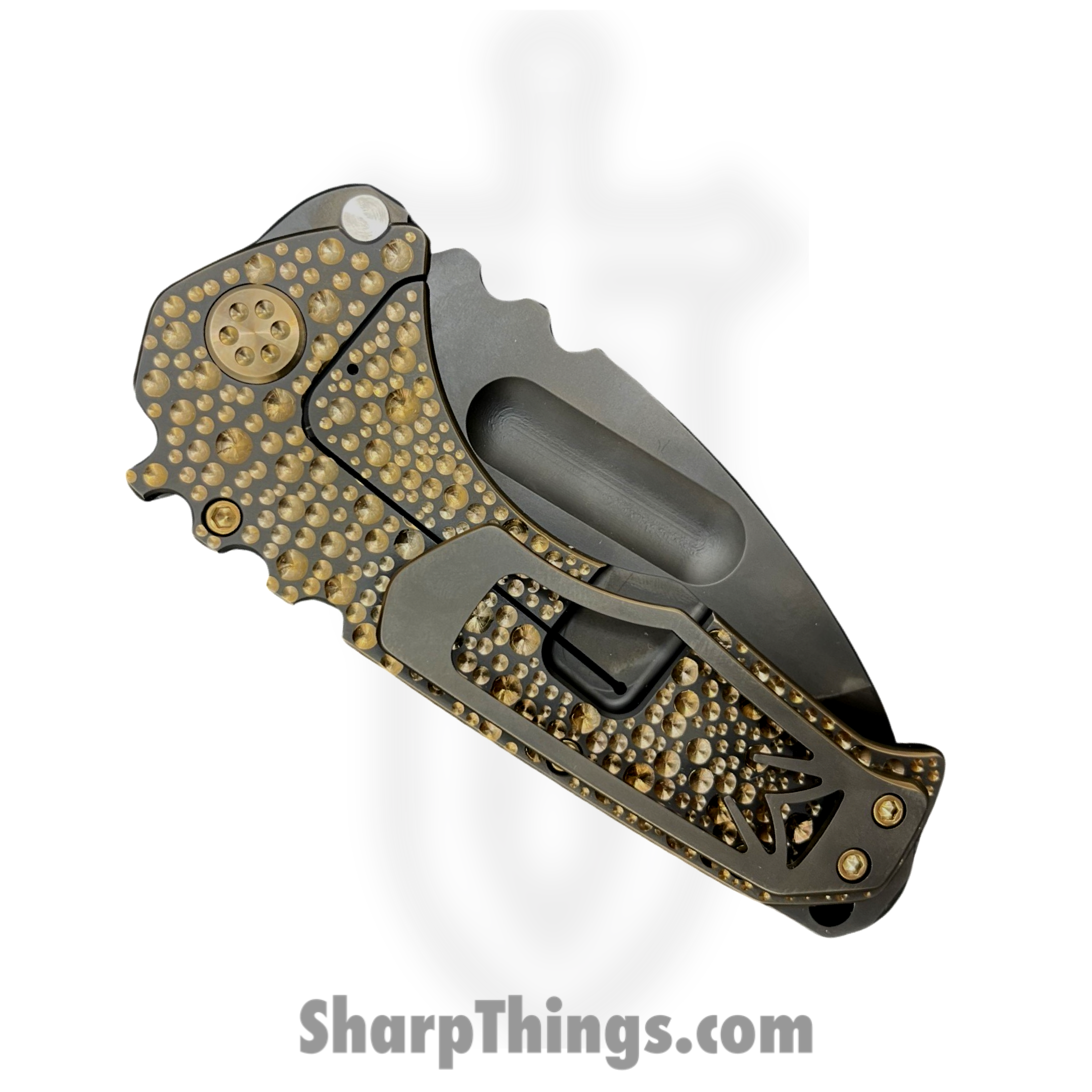Medford Knife and Tool - MK0133PT-30PV-T1C1-BP - Prae Ti - Folding Knife - 3V PVD Tanto - "Ghost American Flag" and "Peaks & Valleys" Titanium - PVD Bronze - Image 6
